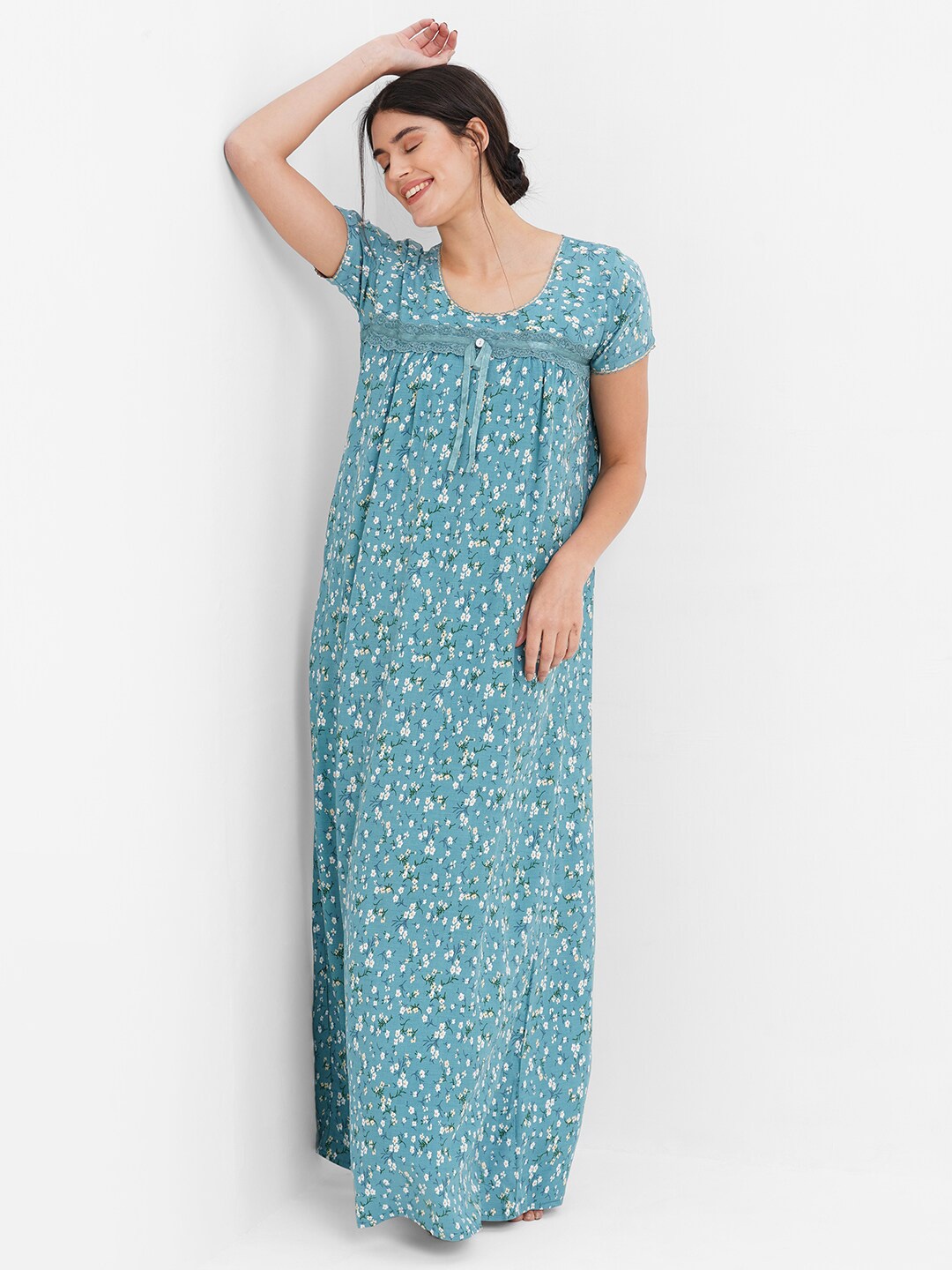 

Sweet Dreams Floral Printed Maxi Nightdress, Blue