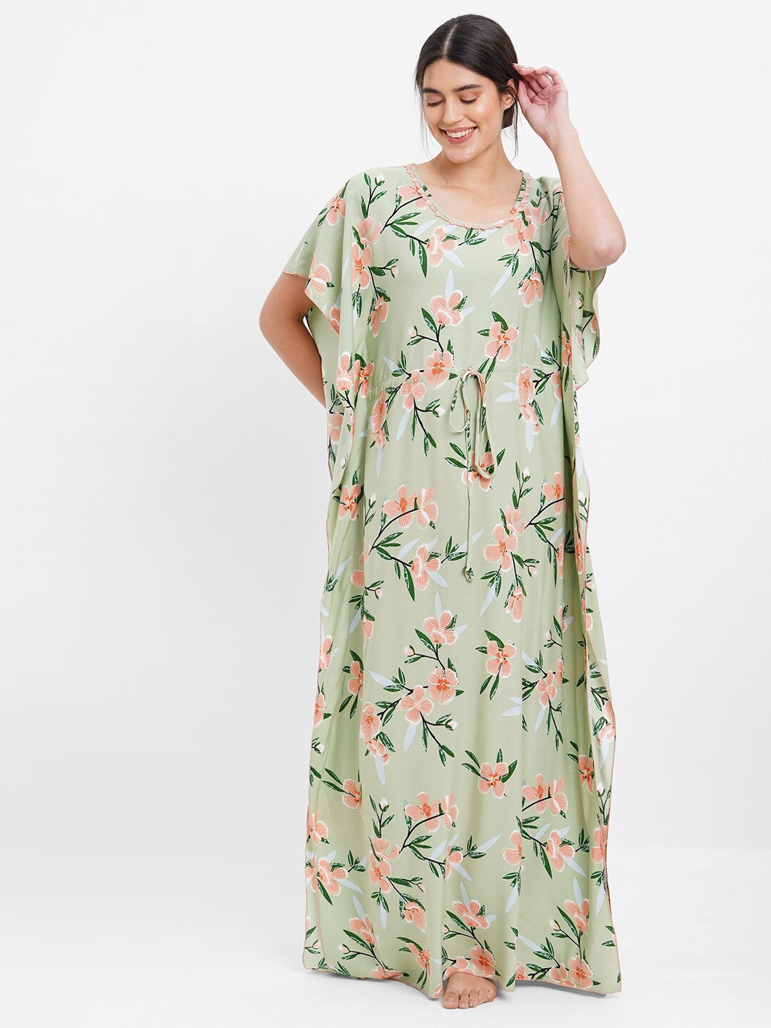

Sweet Dreams Green Printed Maxi Nightdress