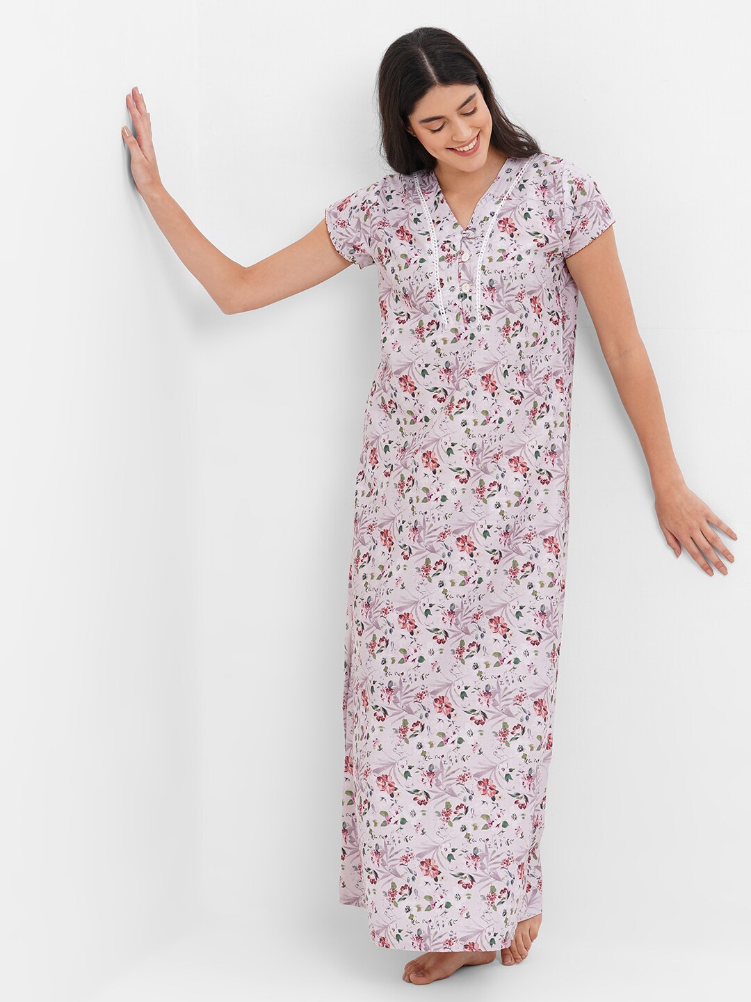 

Sweet Dreams Floral Printed Maxi Nightdress, Beige