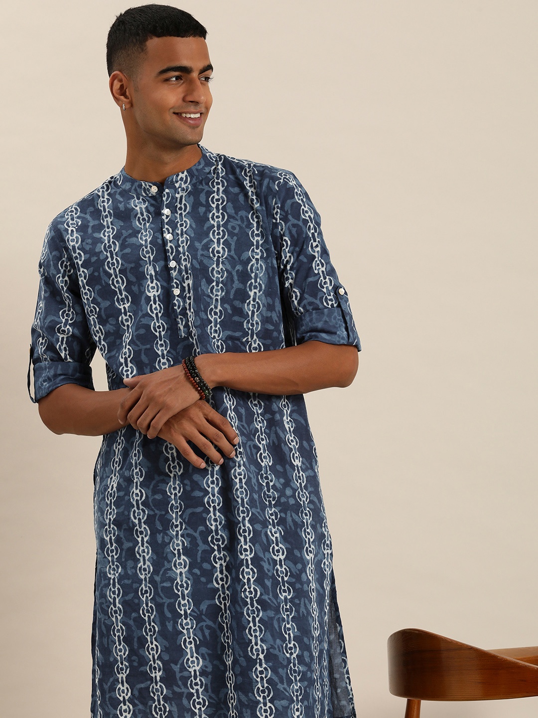 

Taavi Indigo Hand Block Print Pure Cotton Kurta, Blue