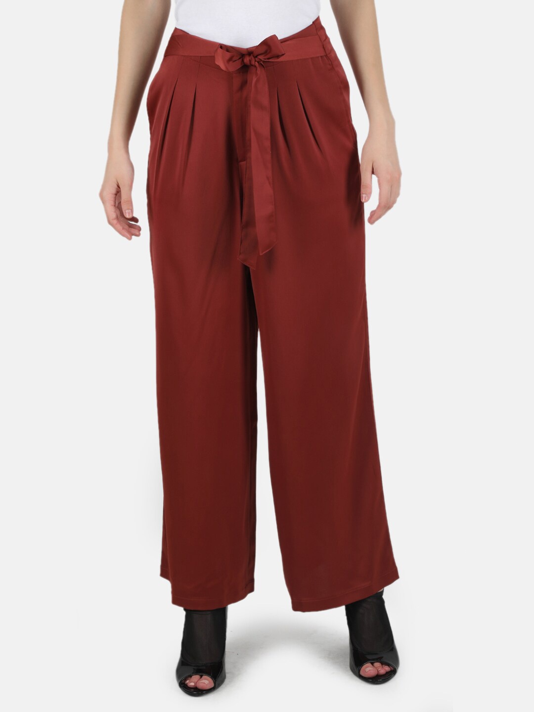 

Monte Carlo Women Knitted Wide Leg Palazzos, Rust