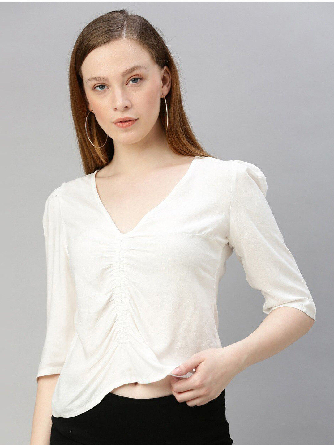 

Sera Puff Sleeve Crop Top, White