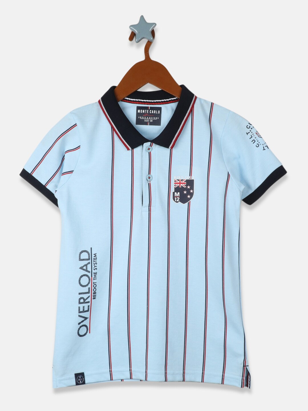 

Monte Carlo Boys Striped Polo Cotton T-shirt, Blue