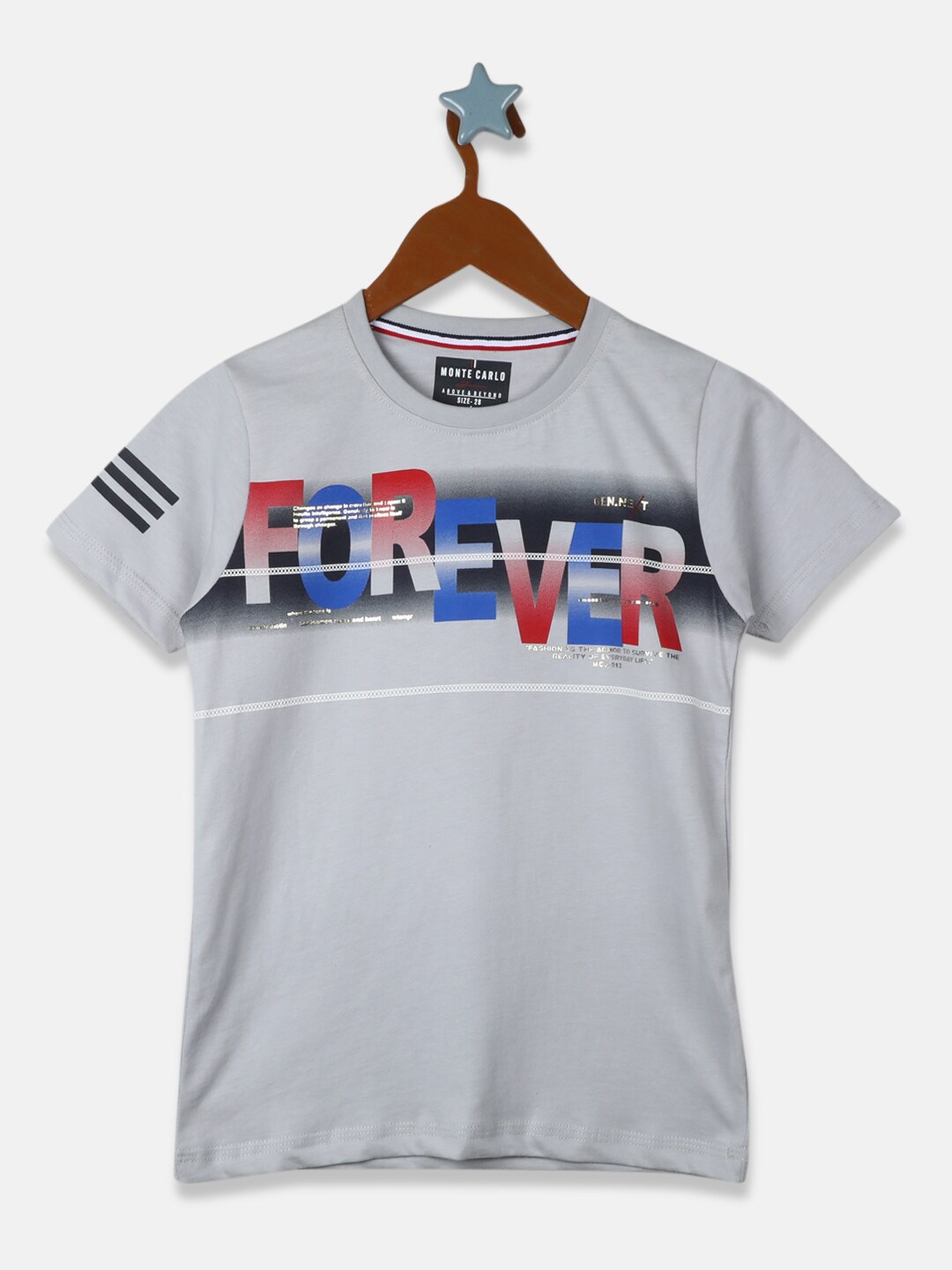 

Monte Carlo Boys Typography Printed Cotton T-shirt, Grey