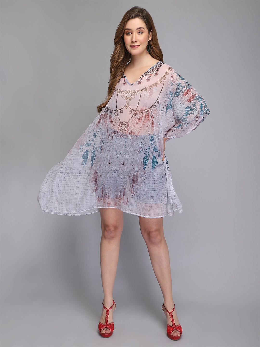 

Aditi Wasan Floral Chiffon A-Line Dress, White