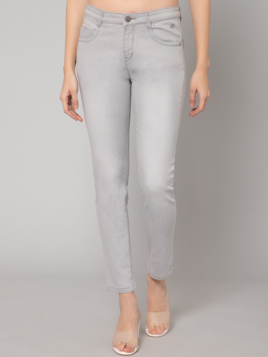 

Crozo By Cantabil Women Skinny Fit Stretchable Jeans, Grey