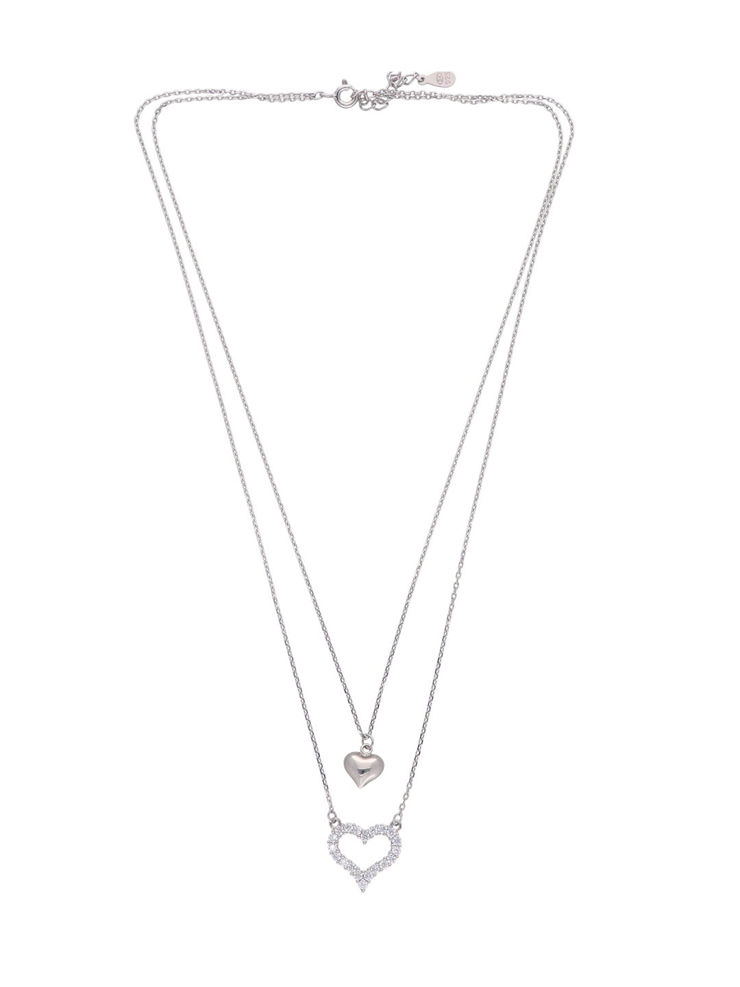 

CURIO COTTAGE Silver-Plated Heart in Heart Layered Necklace, White