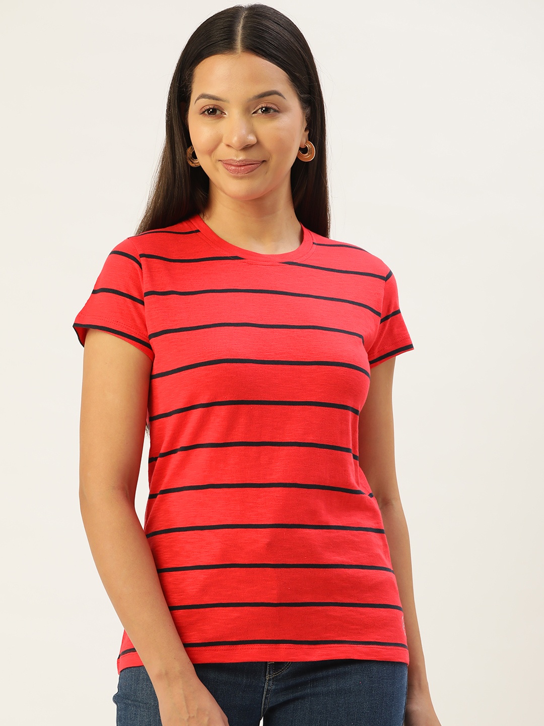 

FEMEA Horizontally Striped T-shirt, Red