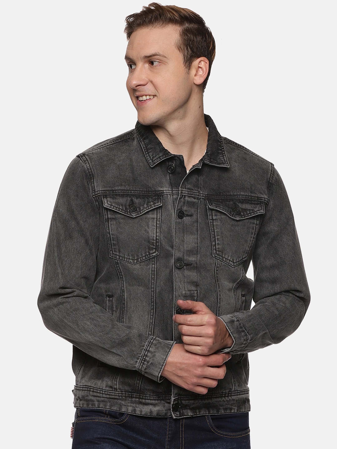 

Old Grey Men Cotton Washed Outdoor Denim Jacket