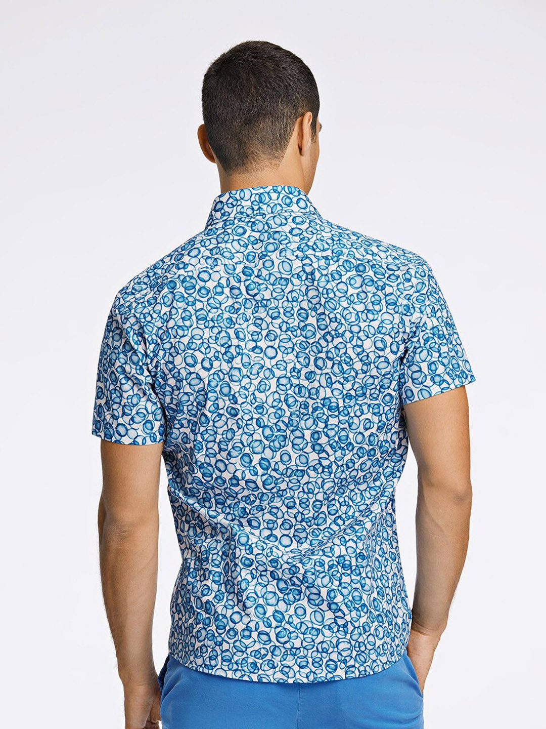 

LINDBERGH Men Slim Fit Abstract Printed Casual Shirt, Blue