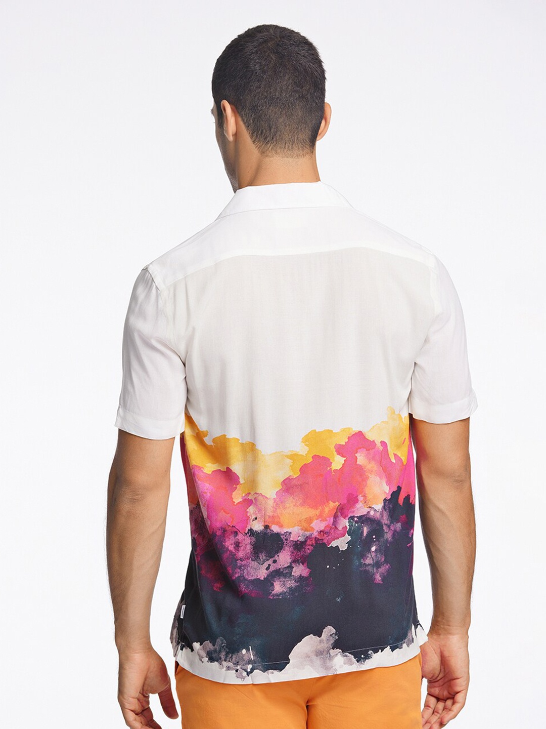 

LINDBERGH Men Slim Fit Abstract Printed Casual Shirt, White
