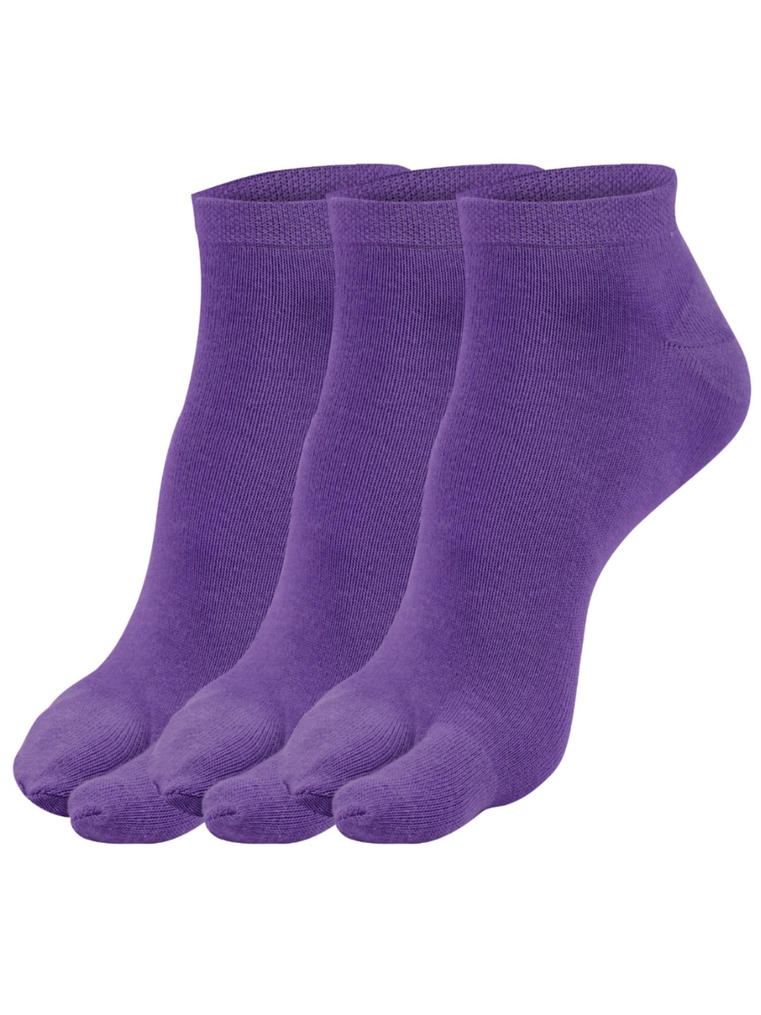 

N2S NEXT2SKIN Women Pack Of 3 Ankle-Length Cotton Thumb Socks, Purple