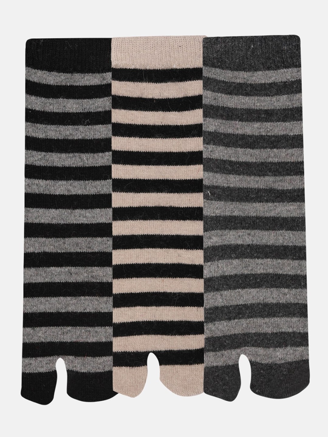 

N2S NEXT2SKIN Women Pack Of 3 Striped Ankle-length Socks, Black