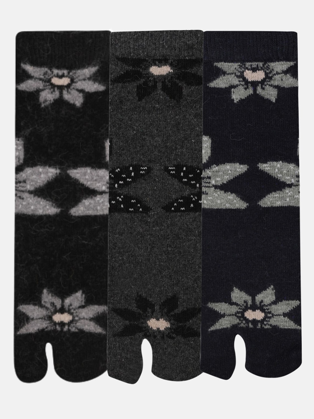 

N2S NEXT2SKIN Women Pack Of 3 Patterned Ankle Length Socks, Black