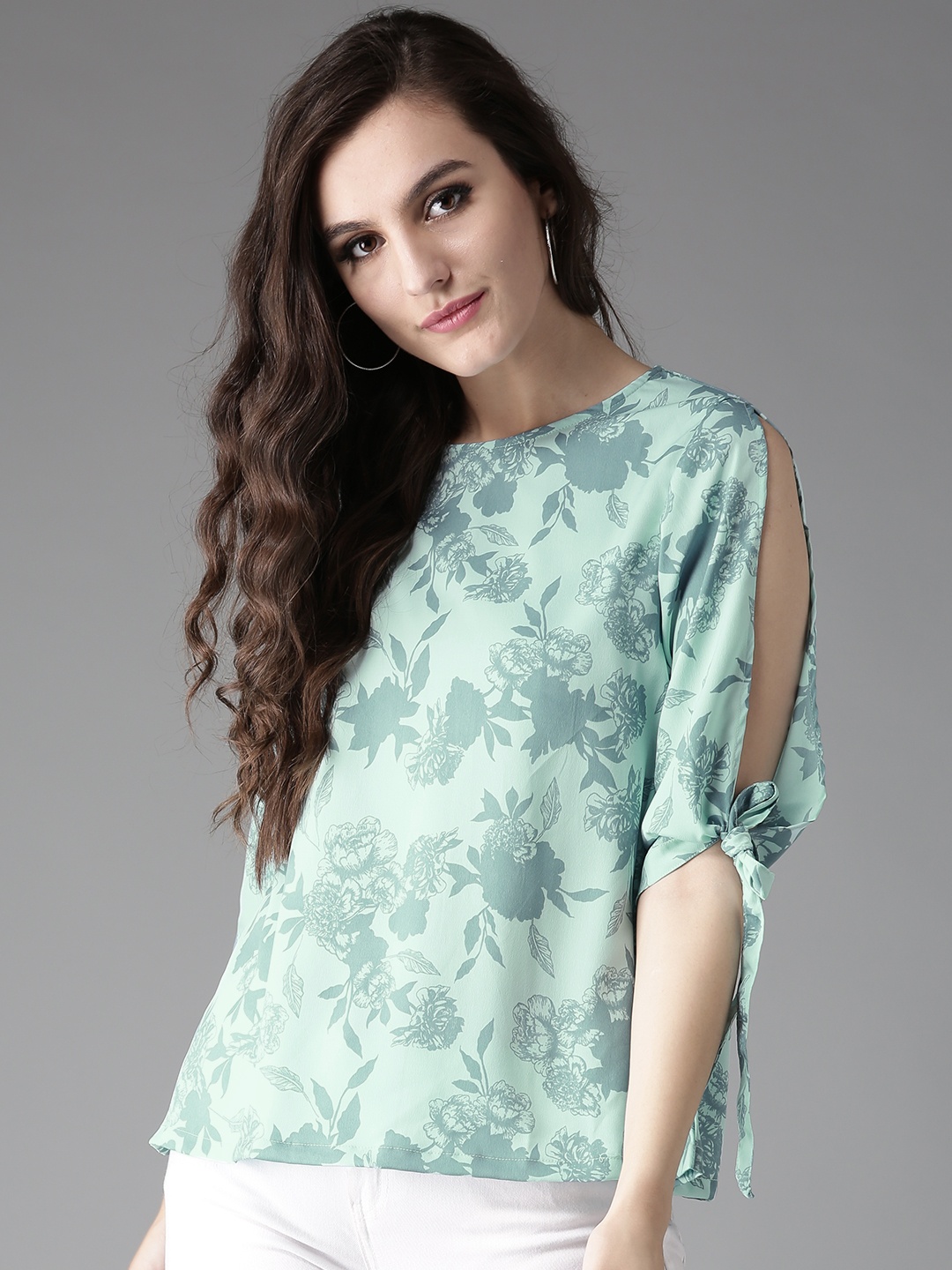 

HERE&NOW Women Mint Green Printed Top
