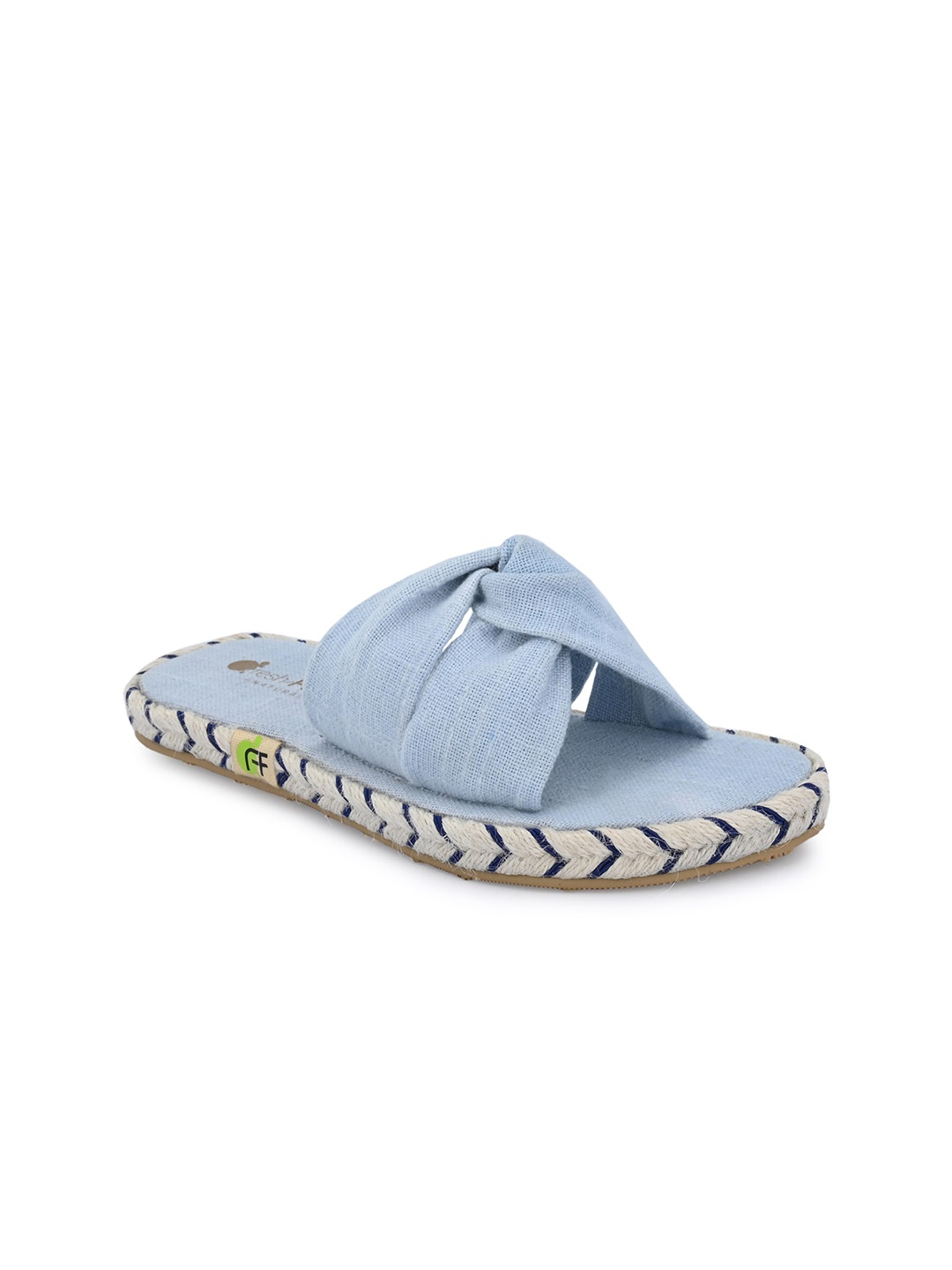 

FRESH 1947 FEET Women Canvas Open Toe Flats With Bows, Blue