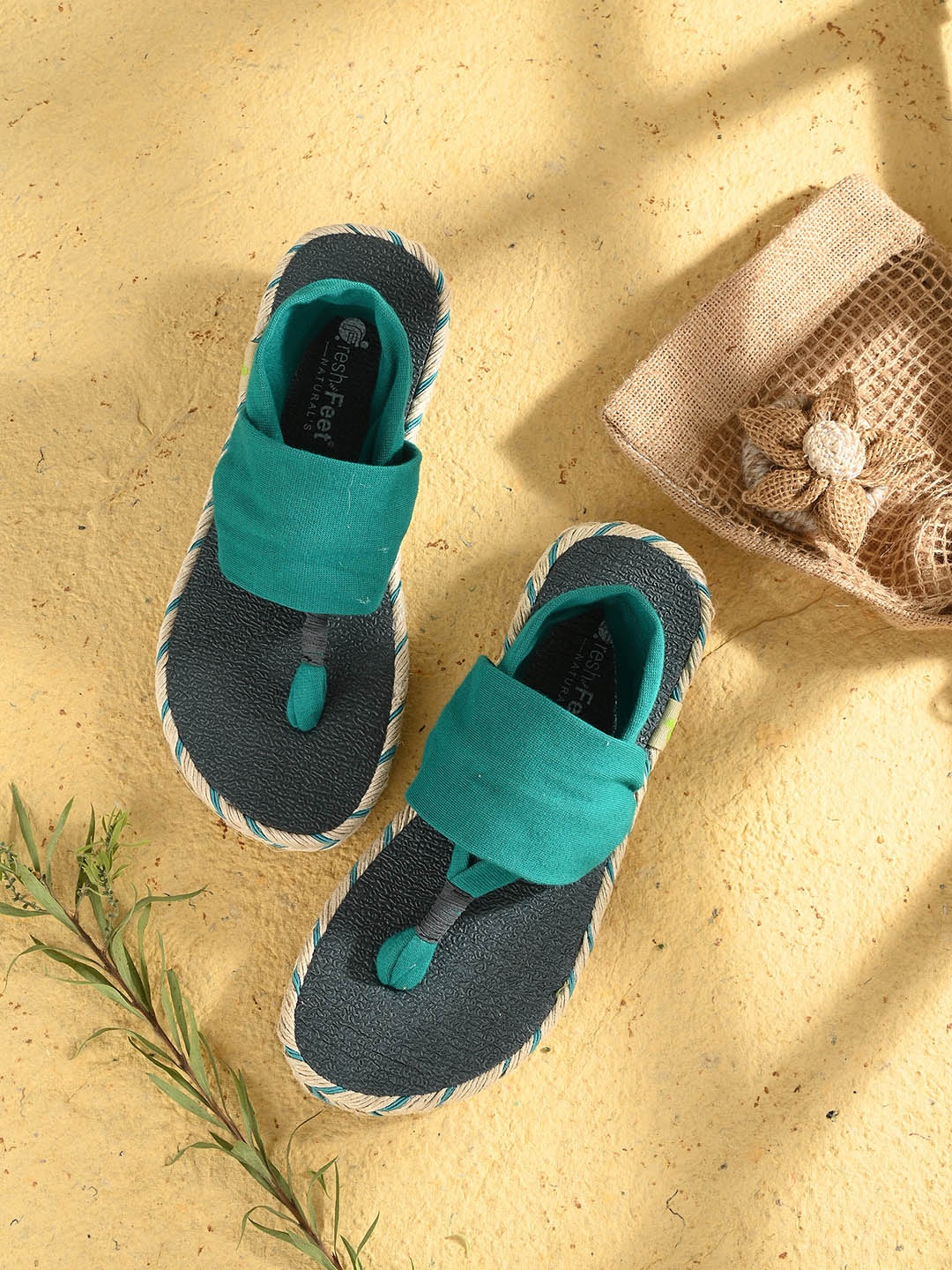 

FRESH 1947 FEET Women Open Toe Flats, Teal