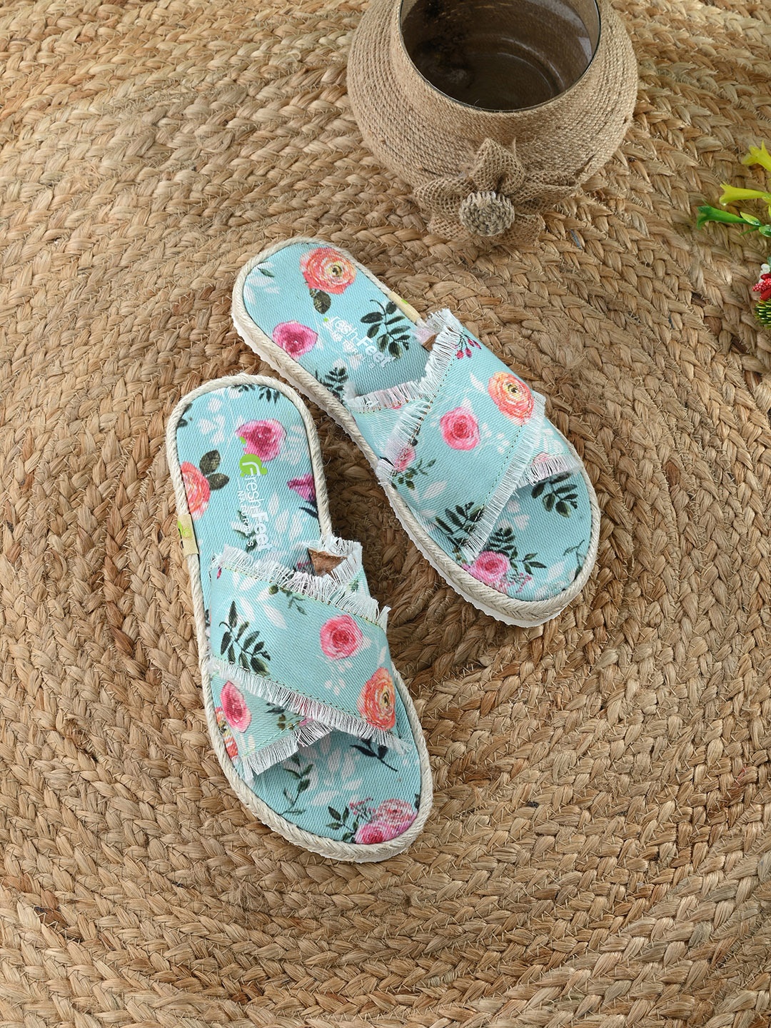 

FRESH 1947 FEET Women Printed Open Toe Flats, Blue