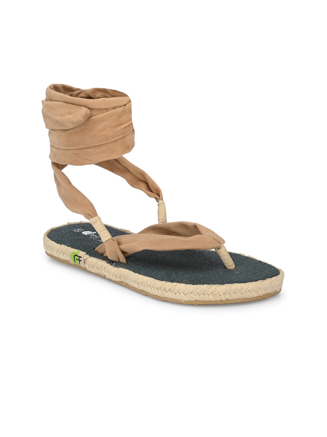 

FRESH 1947 FEET Women Yoga Mat Velvet High-Top T-Strap Flats, Beige