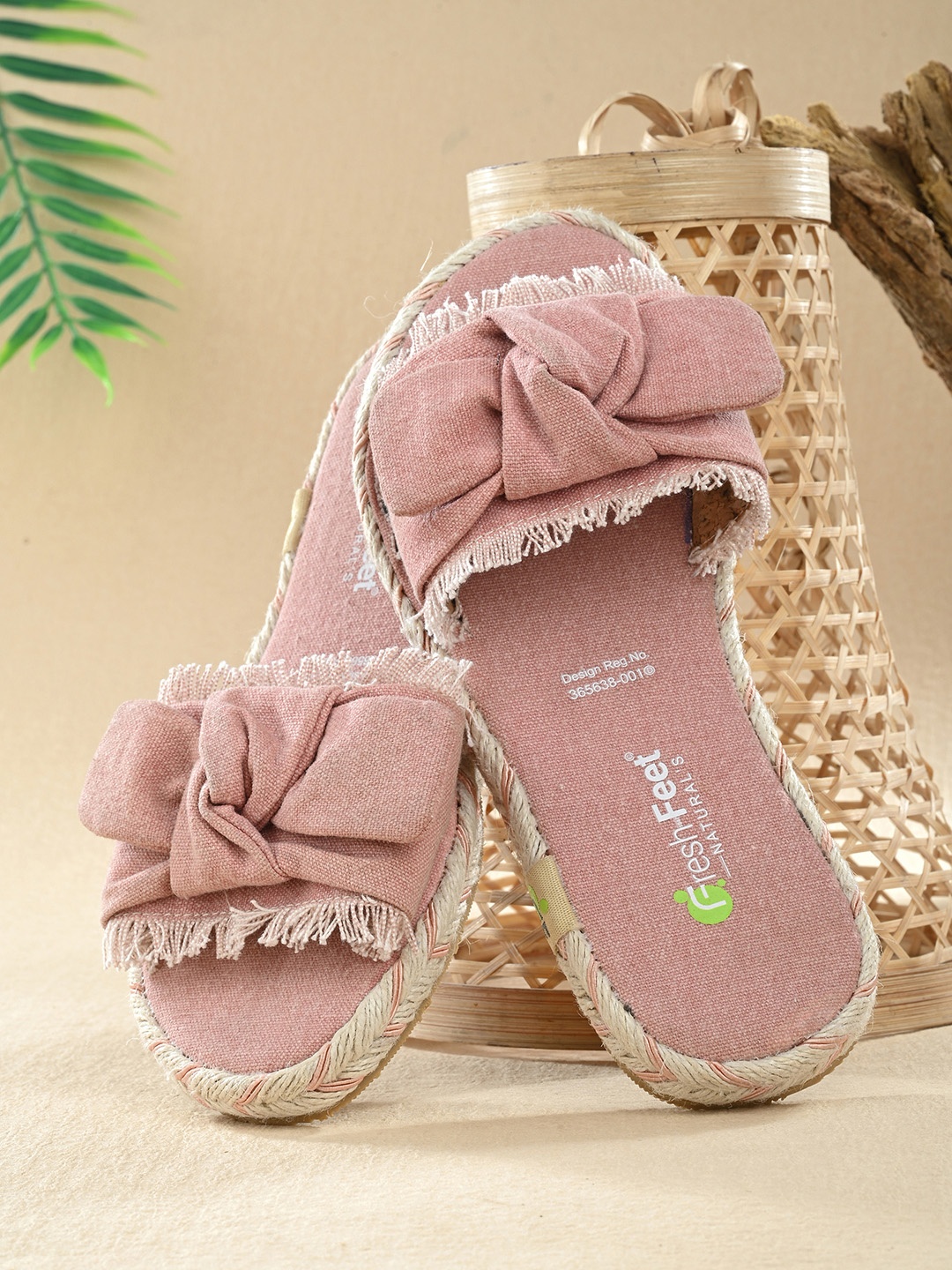 

FRESH 1947 FEET Women Open Toe Flats With Bows, Pink
