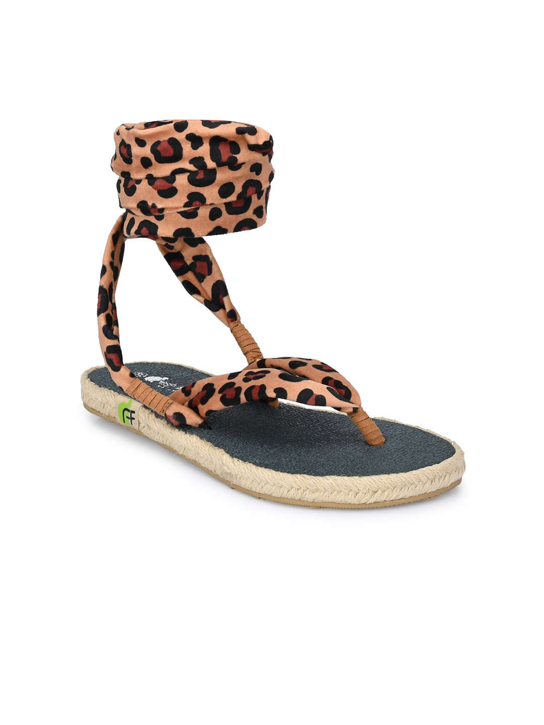 

FRESH 1947 FEET Women Printed Open Toe T-Strap Flats, Peach