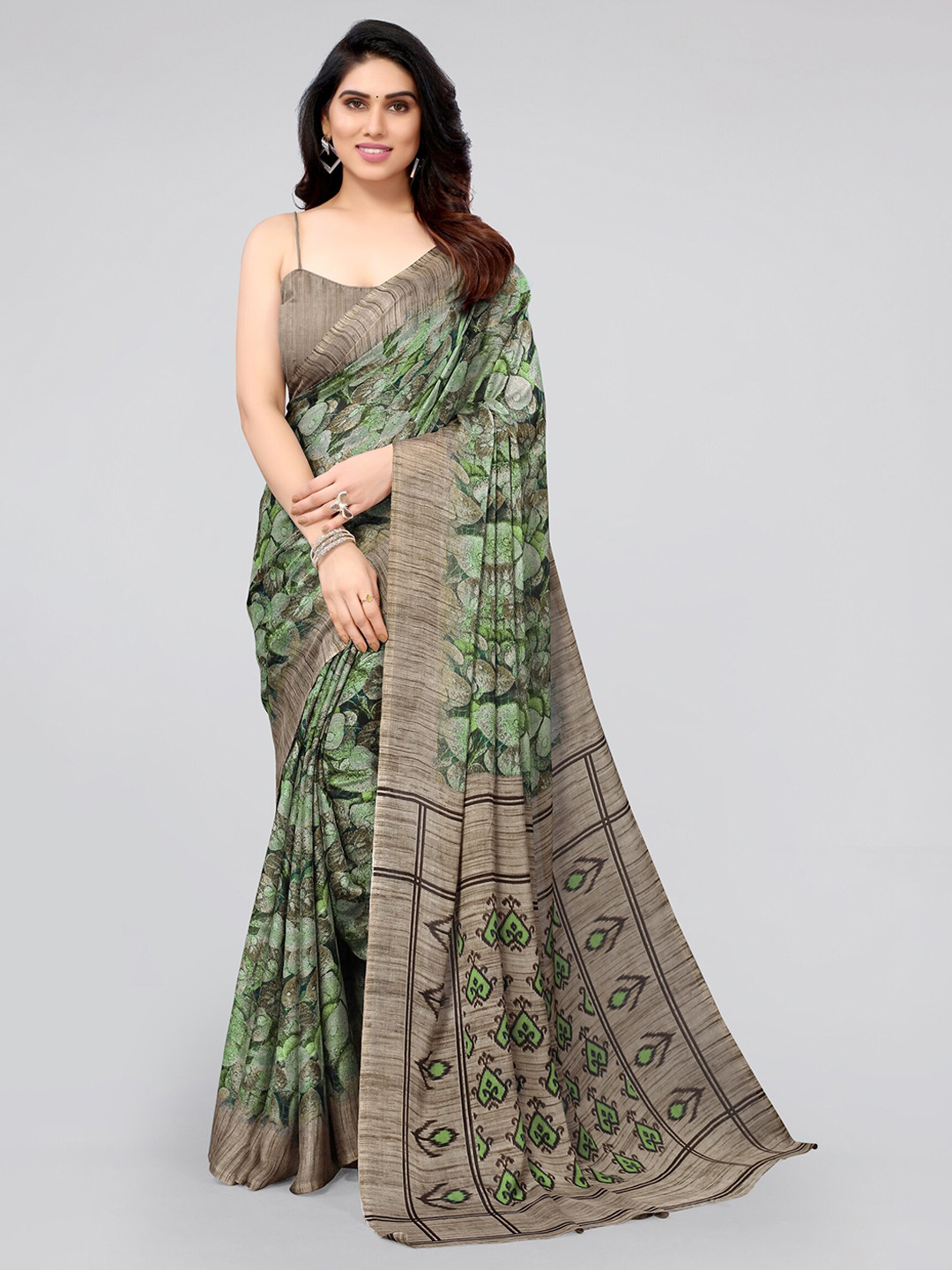 

MIRCHI FASHION Floral Printed Saree, Green