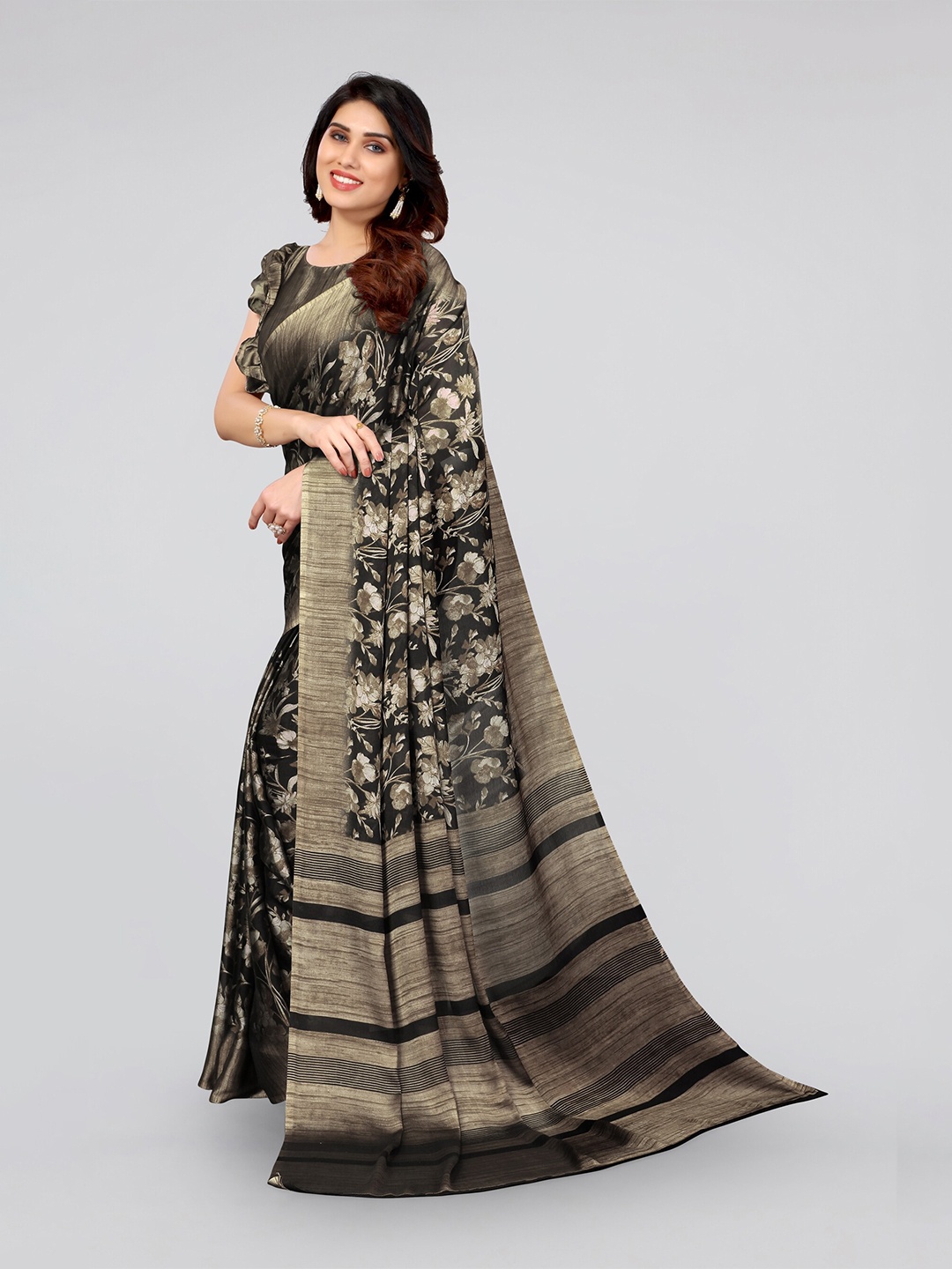 

MIRCHI FASHION Floral Printed Saree, Gold