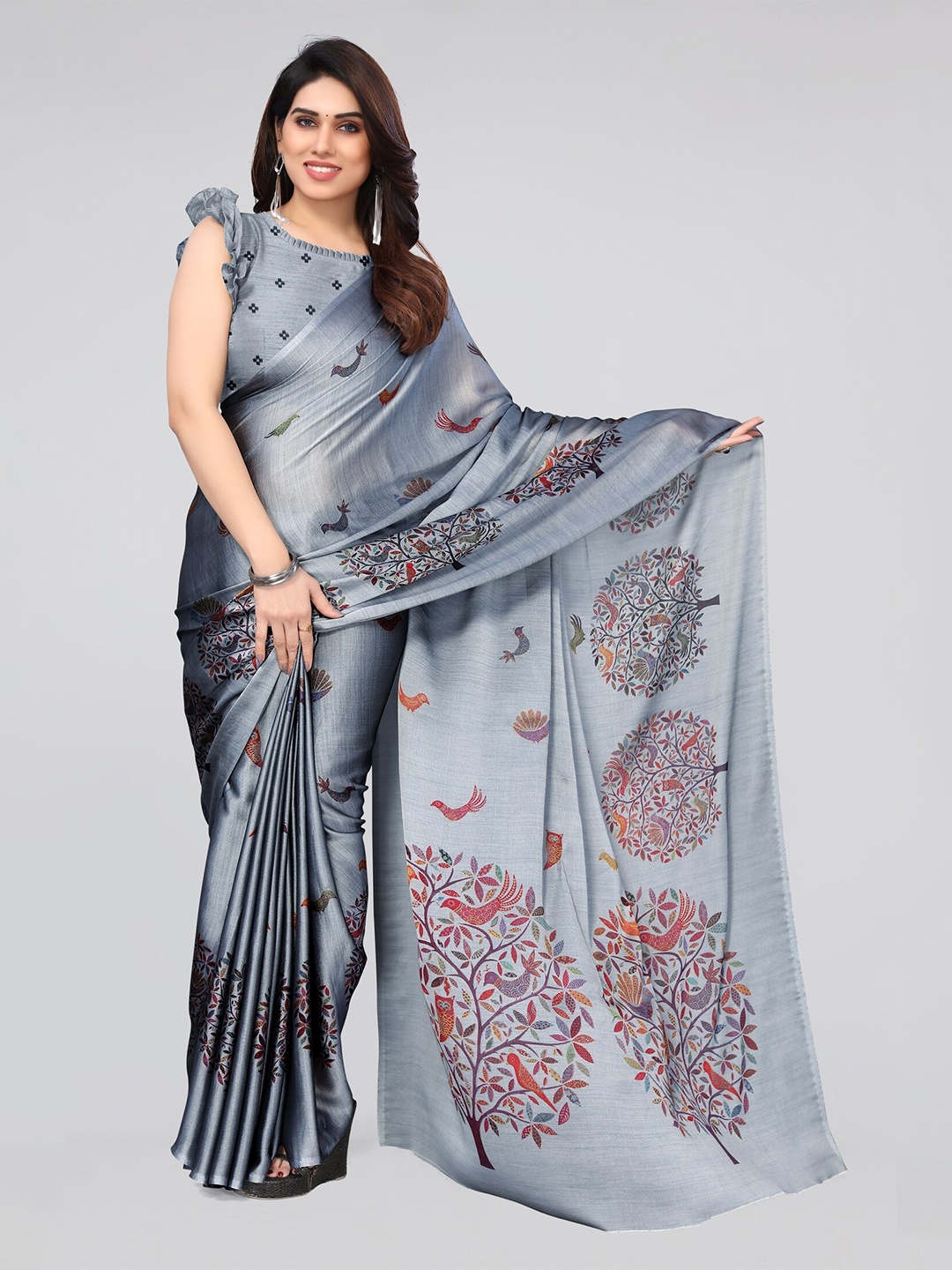 

MIRCHI FASHION Ethnic Motifs Printed Saree, Grey