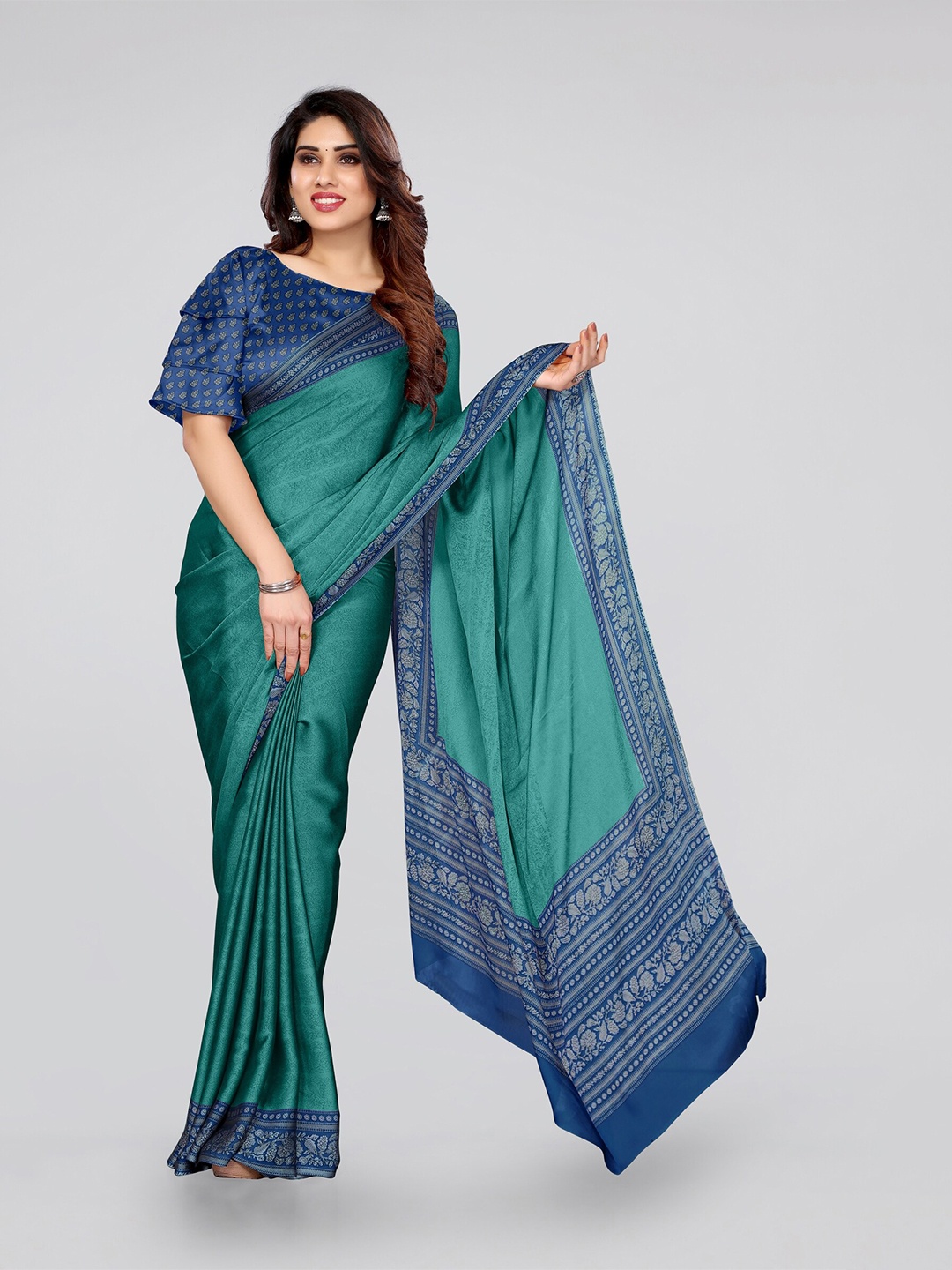 

MIRCHI FASHION Ethnic Motifs Printed Saree, Teal