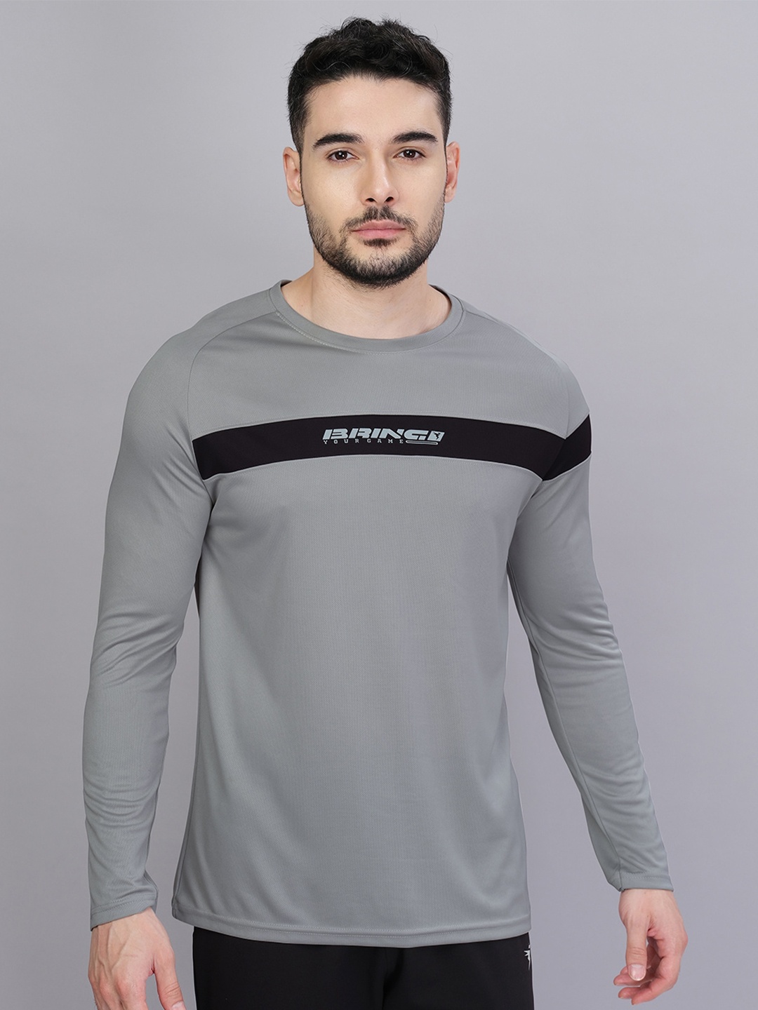 

Technosport Striped Antimicrobial Active T-shirt, Grey