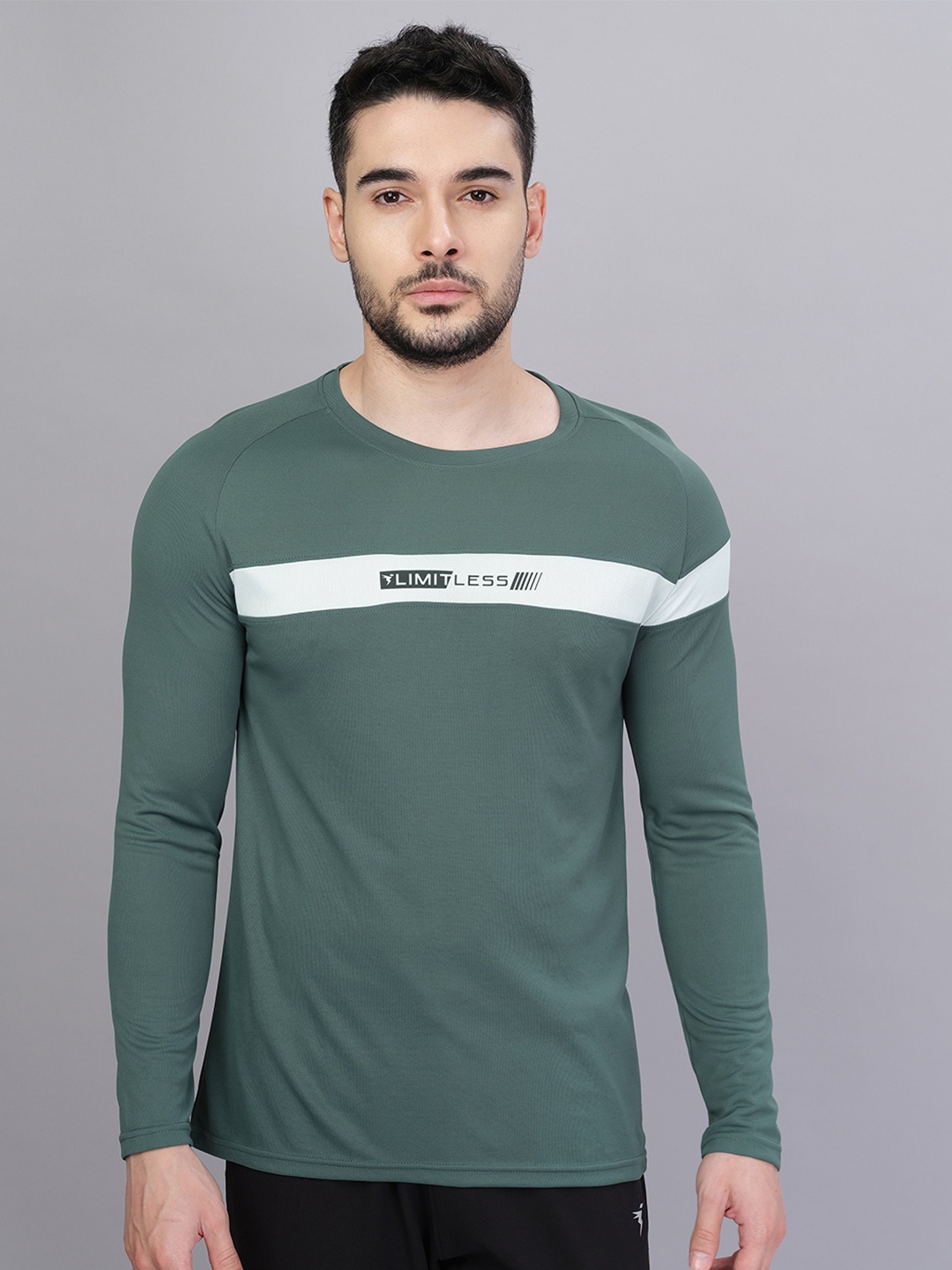

Technosport Men Raglan Sleeve Antimicrobial Active T-shirt, Green