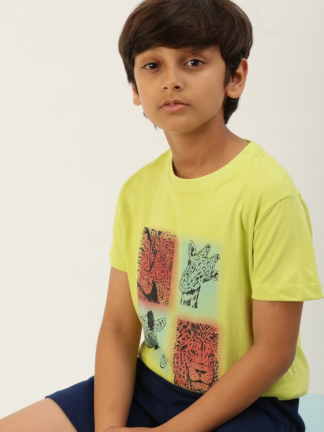 

PIPIN Boys Conversational Printed Cotton T-shirt, Yellow