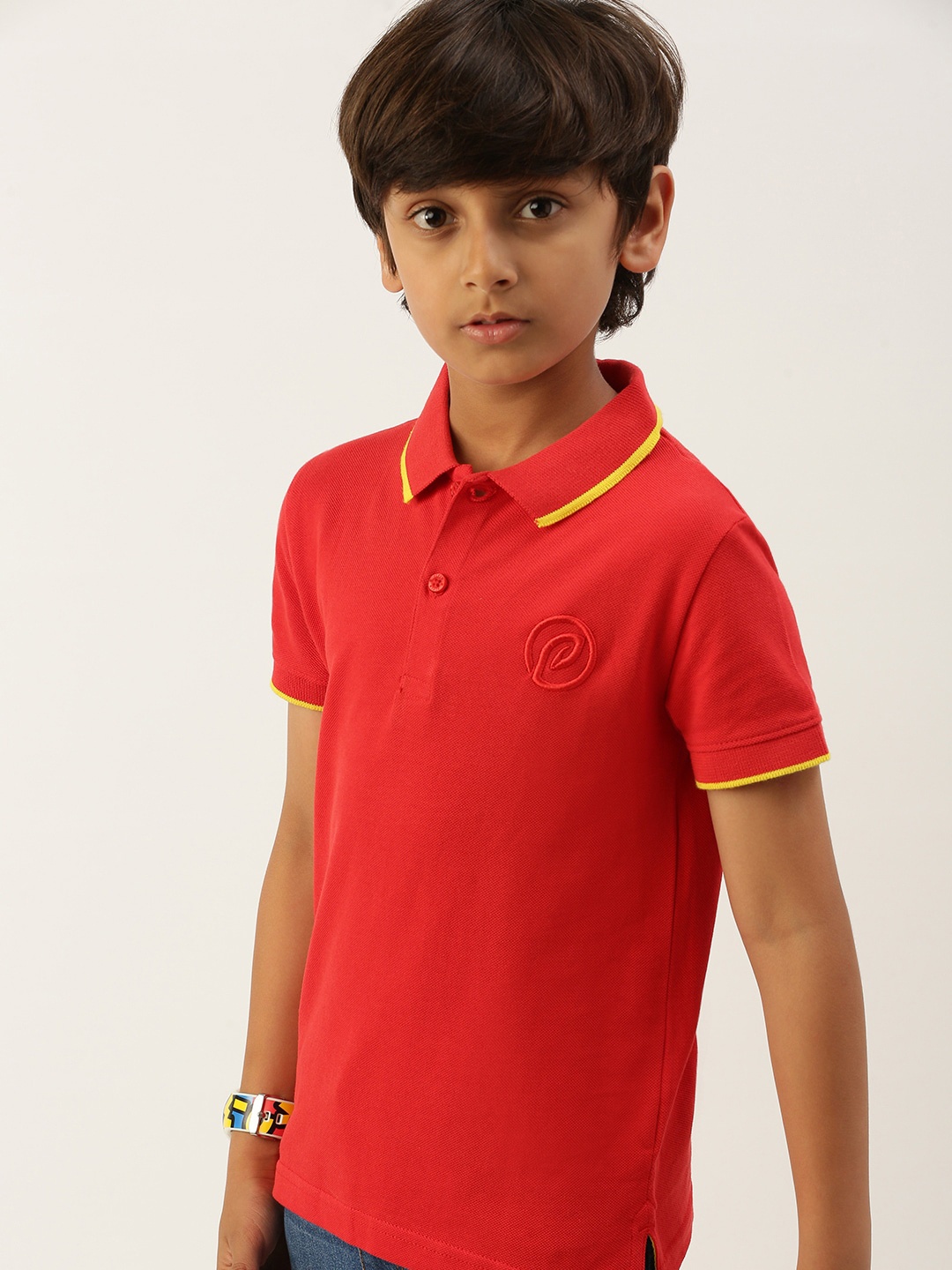 

PIPIN Boys Polo Collar Cotton T-shirt, Red
