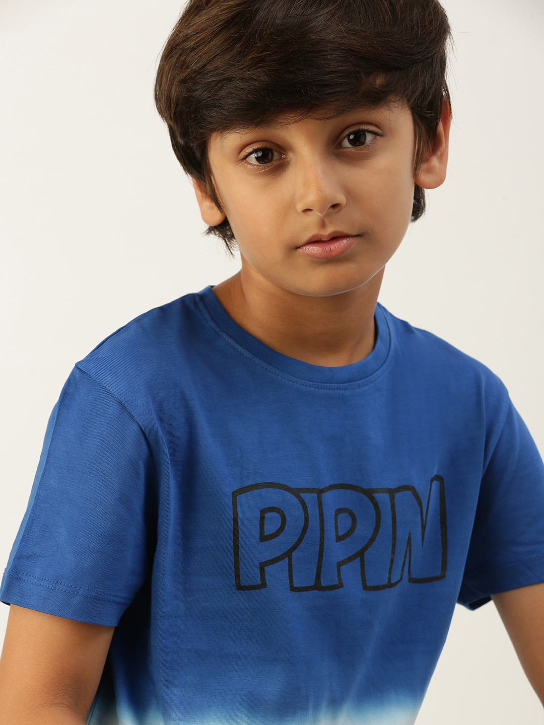 

PIPIN Boys Typography Printed Cotton T-shirt, Blue