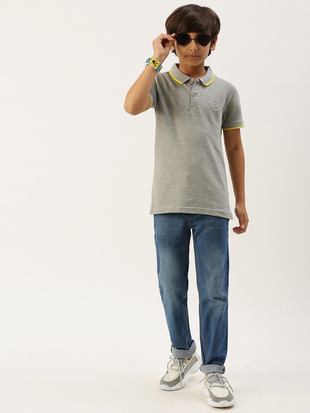 

PIPIN Boys Grey Polo Collar Cotton T-shirt