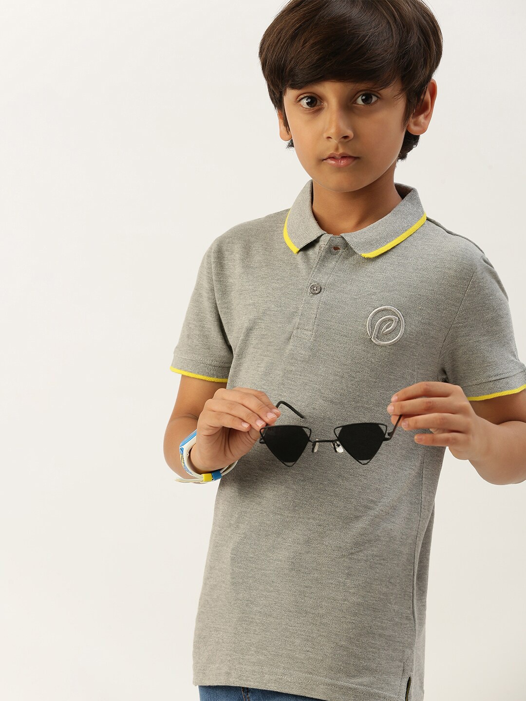 

PIPIN Boys Polo Collar Cotton T-shirt, Grey