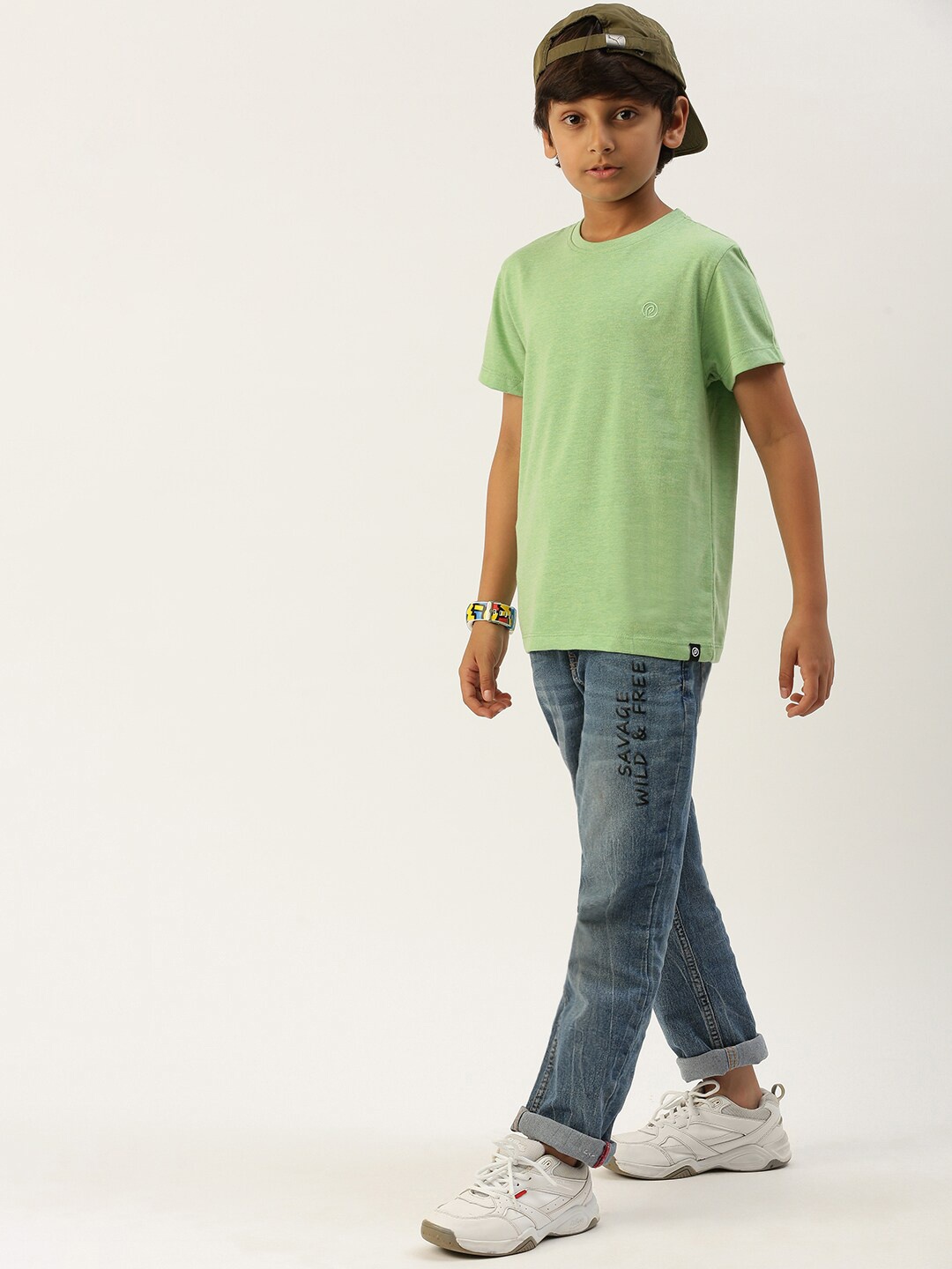 

PIPIN Boys Round Neck Cotton T-shirt, Green