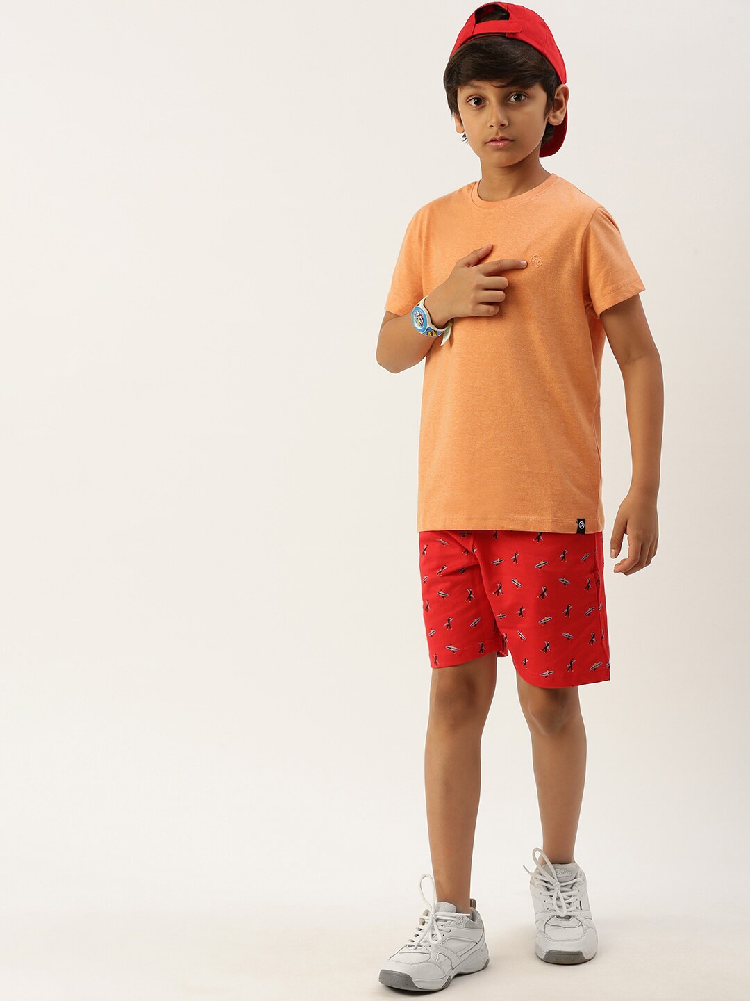 

PIPIN Boys Orange V-Neck Raw Edge T-shirt