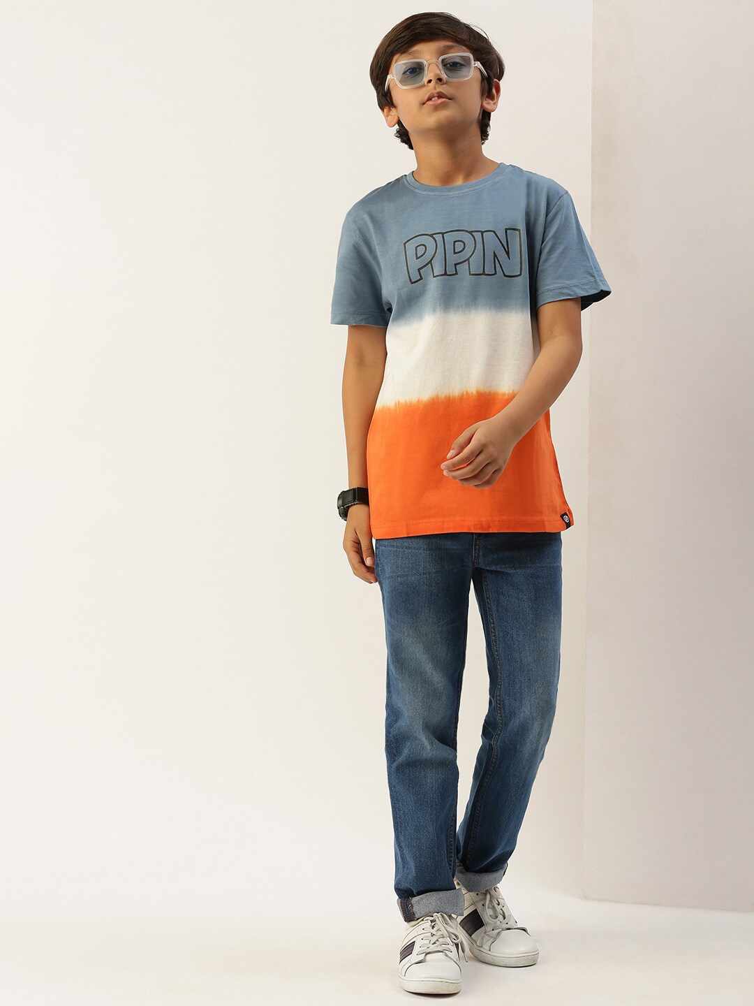 

PIPIN Boys Orange Typography Printed T-shirt