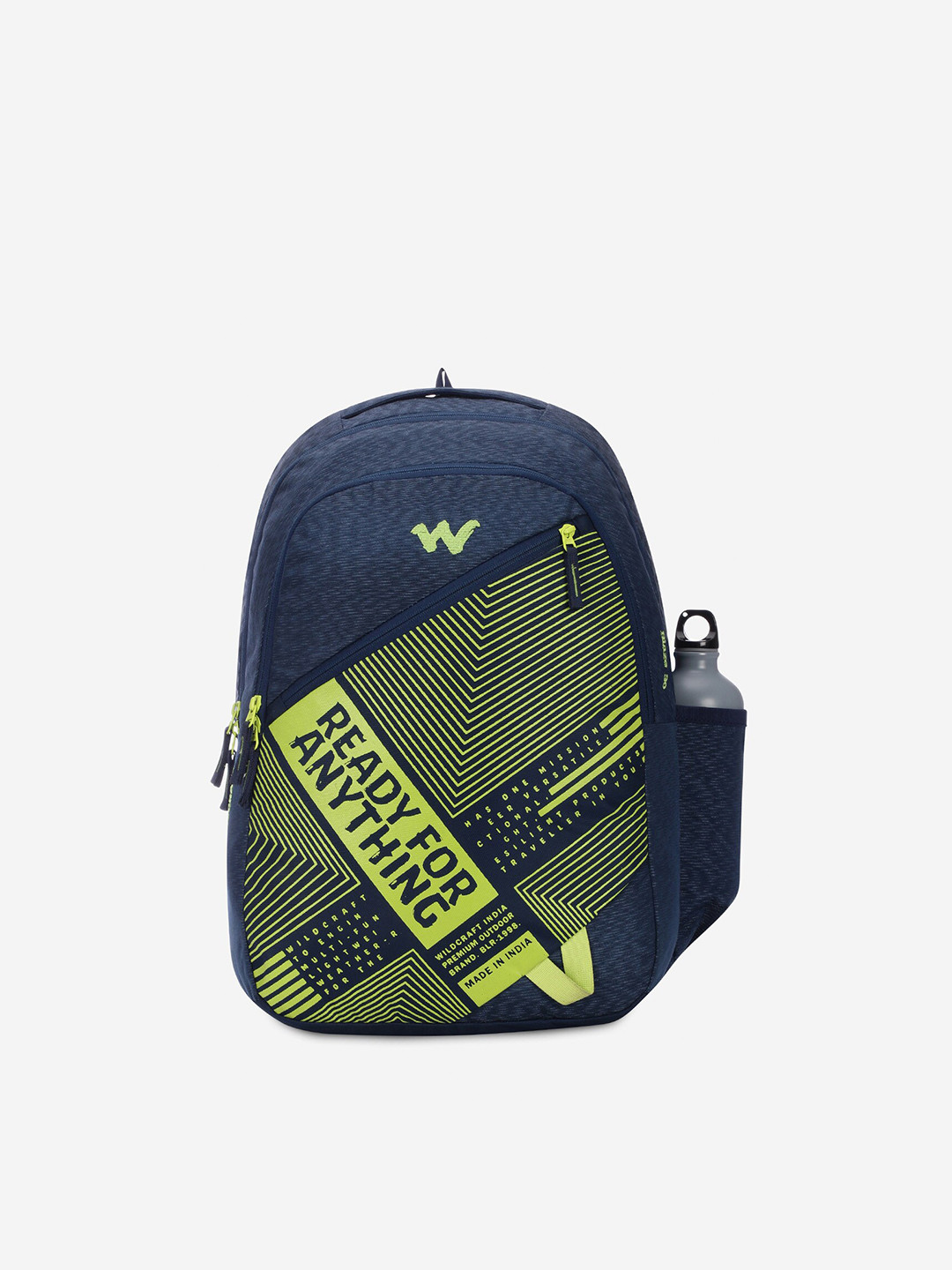 

Wildcraft Typography Water Resistance Medium Size Backpack With Rain Cover, Navy blue