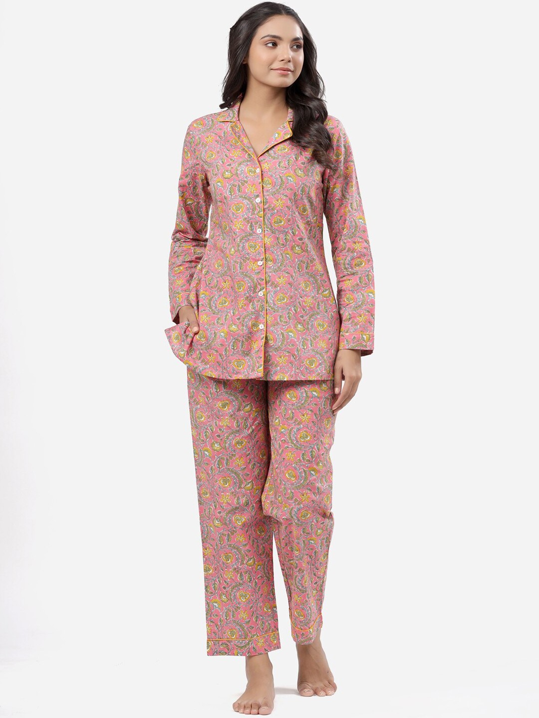 

mirari Women Floral Printed Night Suit, Pink