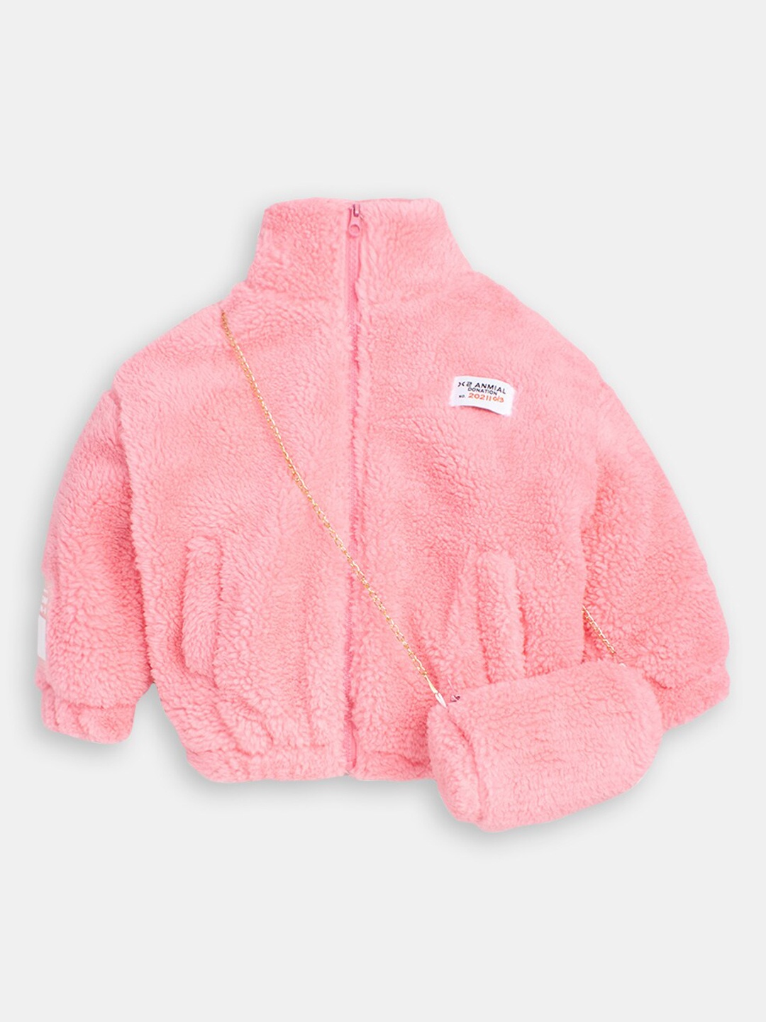 

Hopscotch Girls Bomber Jacket with Patchwork, Pink
