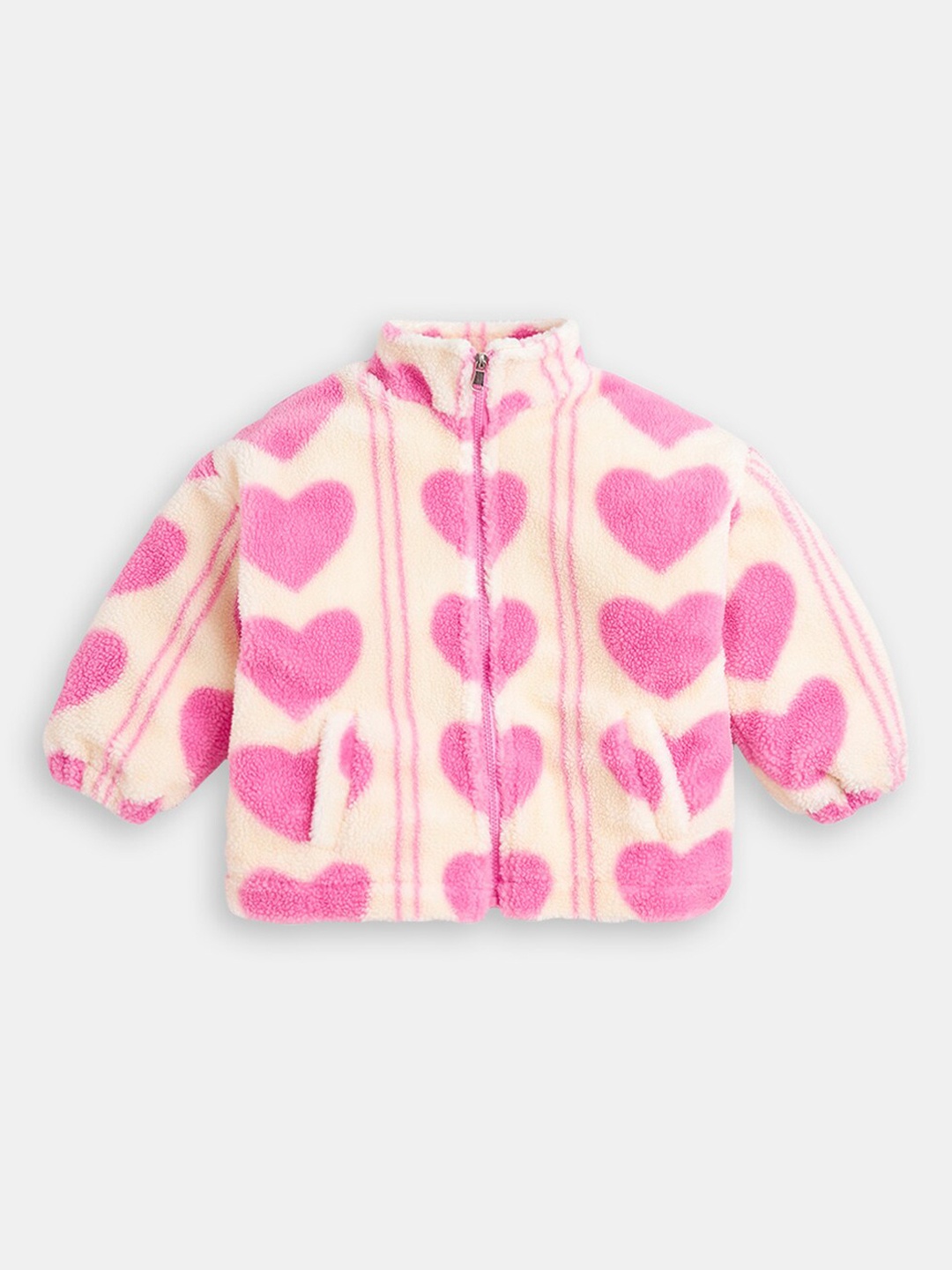 

Hopscotch Girls Printed Bomber Jacket, Pink