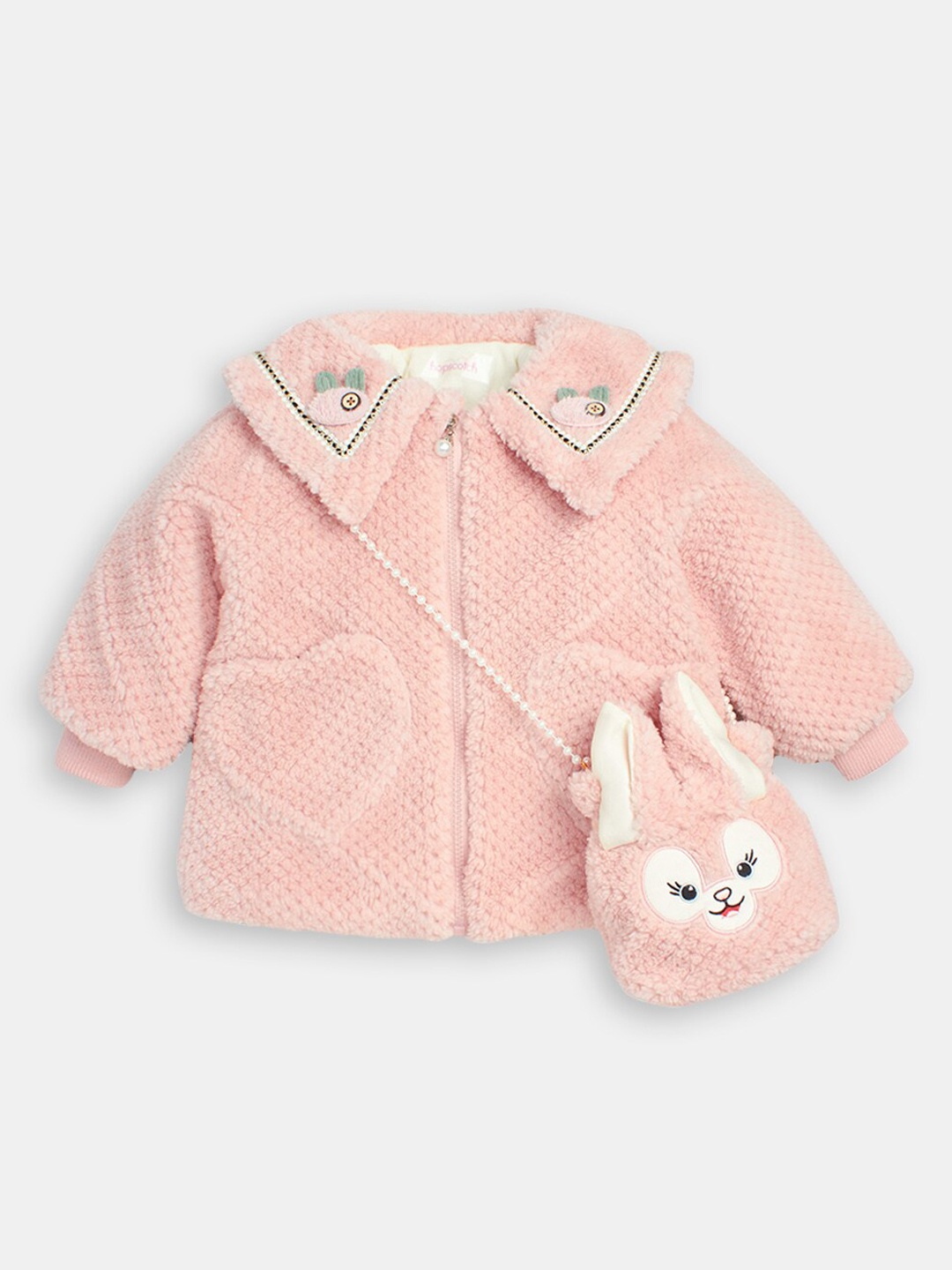 

Hopscotch Girls Self Design Bomber Jacket, Pink