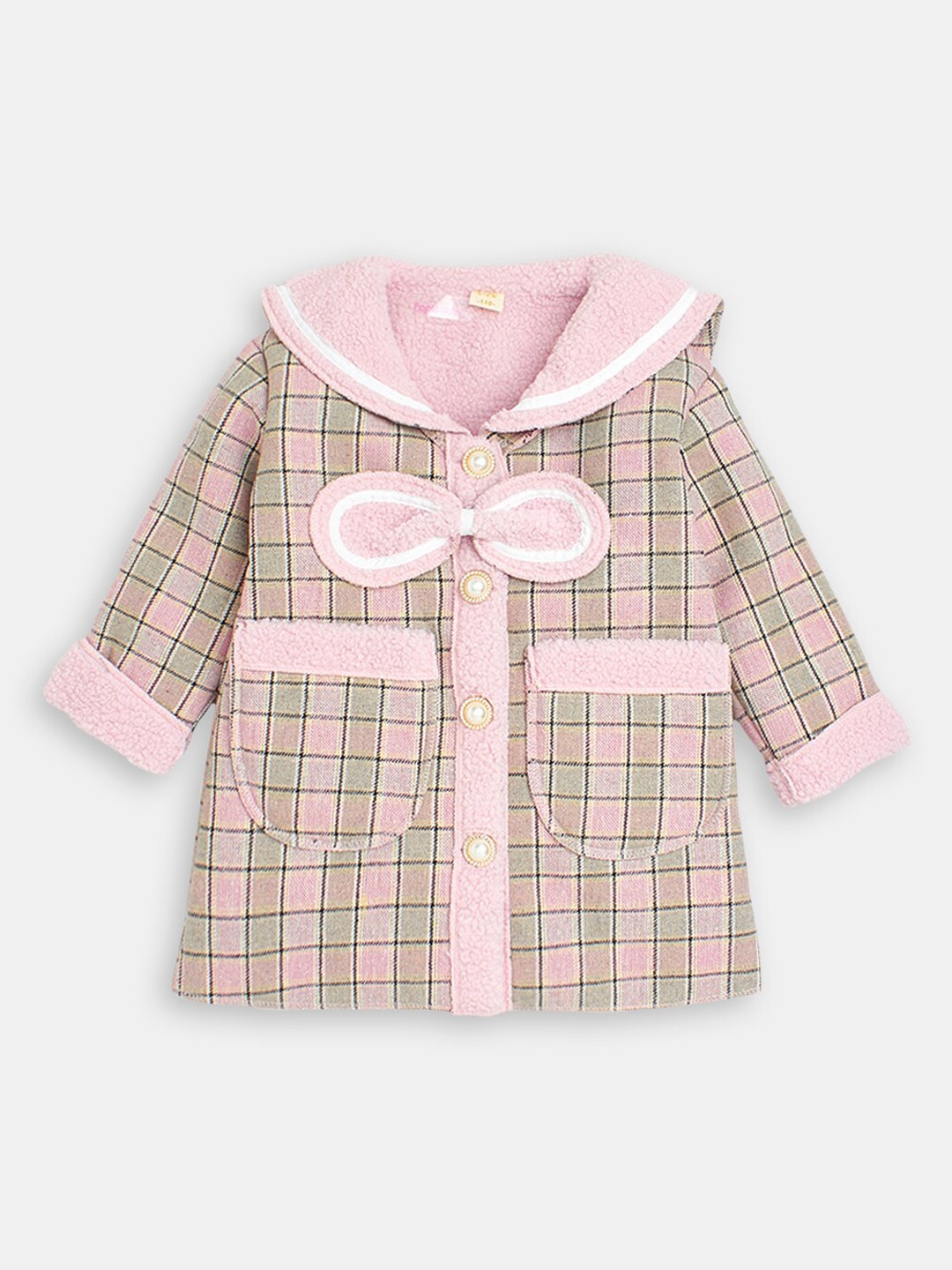 

Hopscotch Girls Checked Long Overcoat, Pink