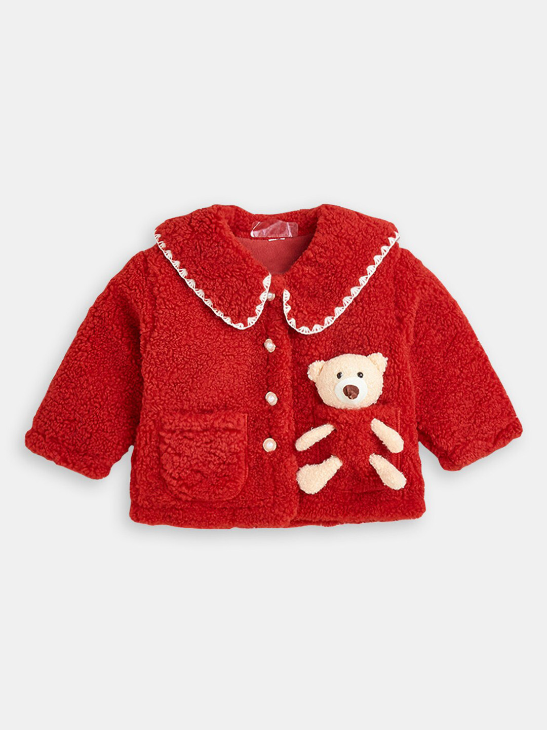 

Hopscotch Girls Crop Open Front Jacket, Red