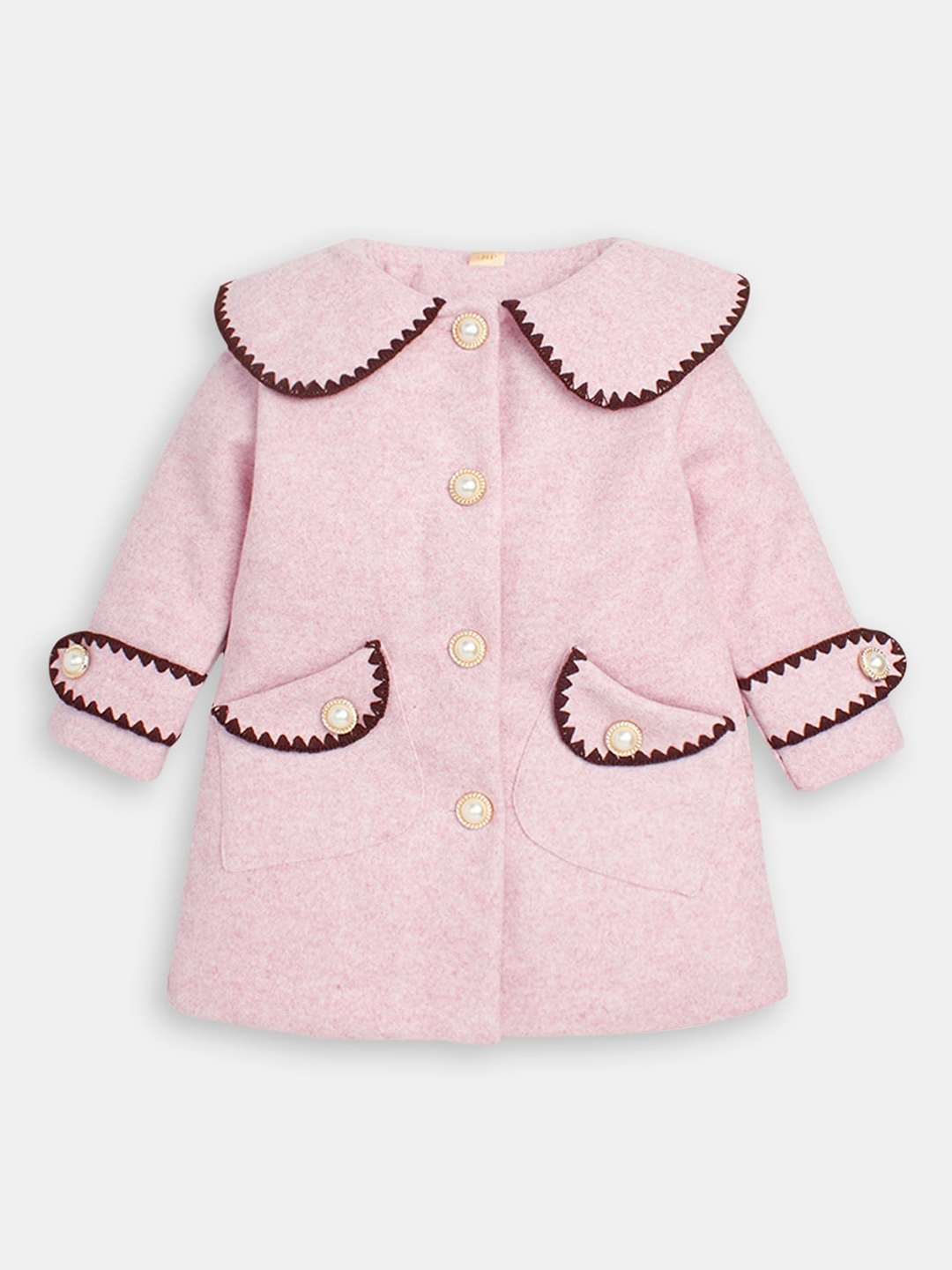 

Hopscotch Girls Peter Pan Collar Long Overcoat, Pink