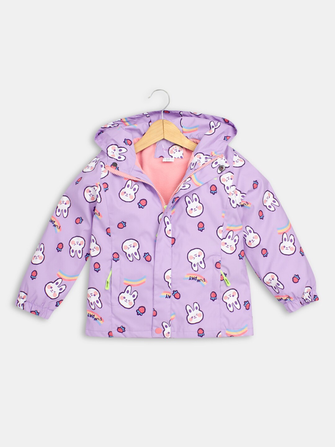 

Hopscotch Girls Printed Hooded Padded Jacket, Purple