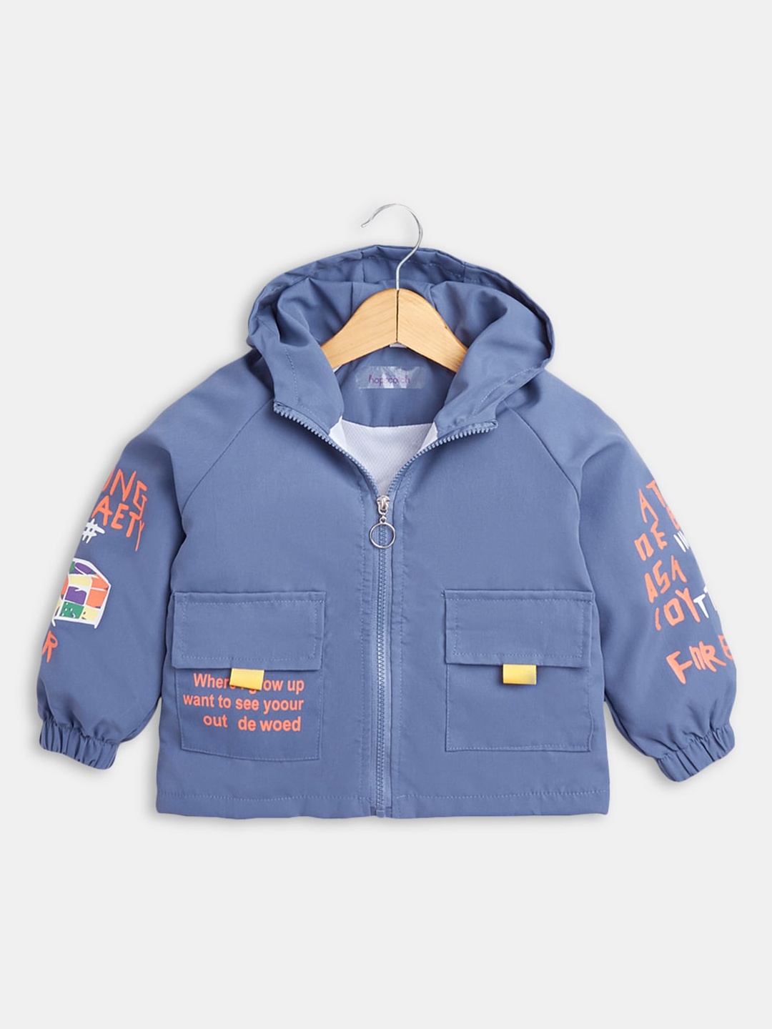 

Hopscotch Boys Open Front Jacket with Patchwork, Blue