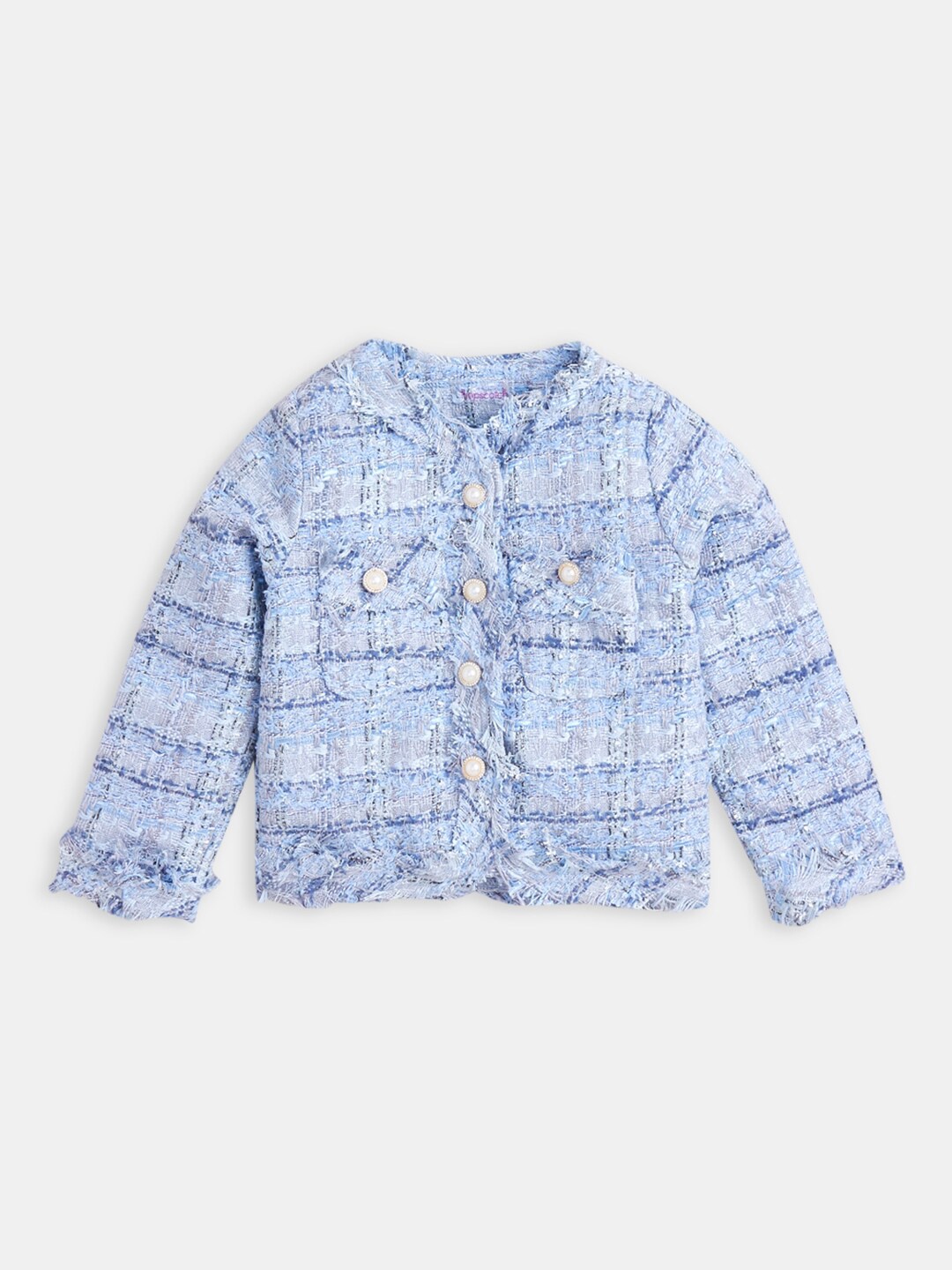 

Hopscotch Girls Self Design Tailored Jacket, Blue